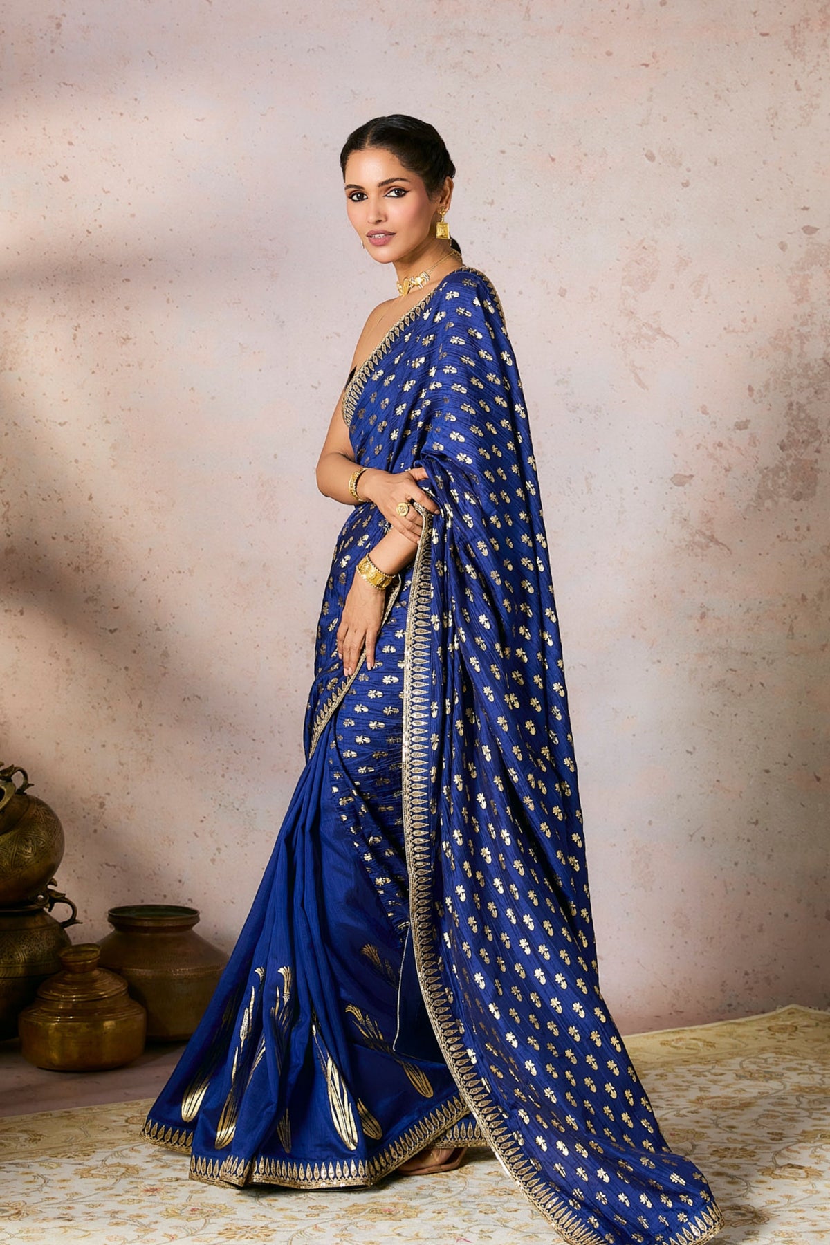 Blue Whispering Lily Crush Saree