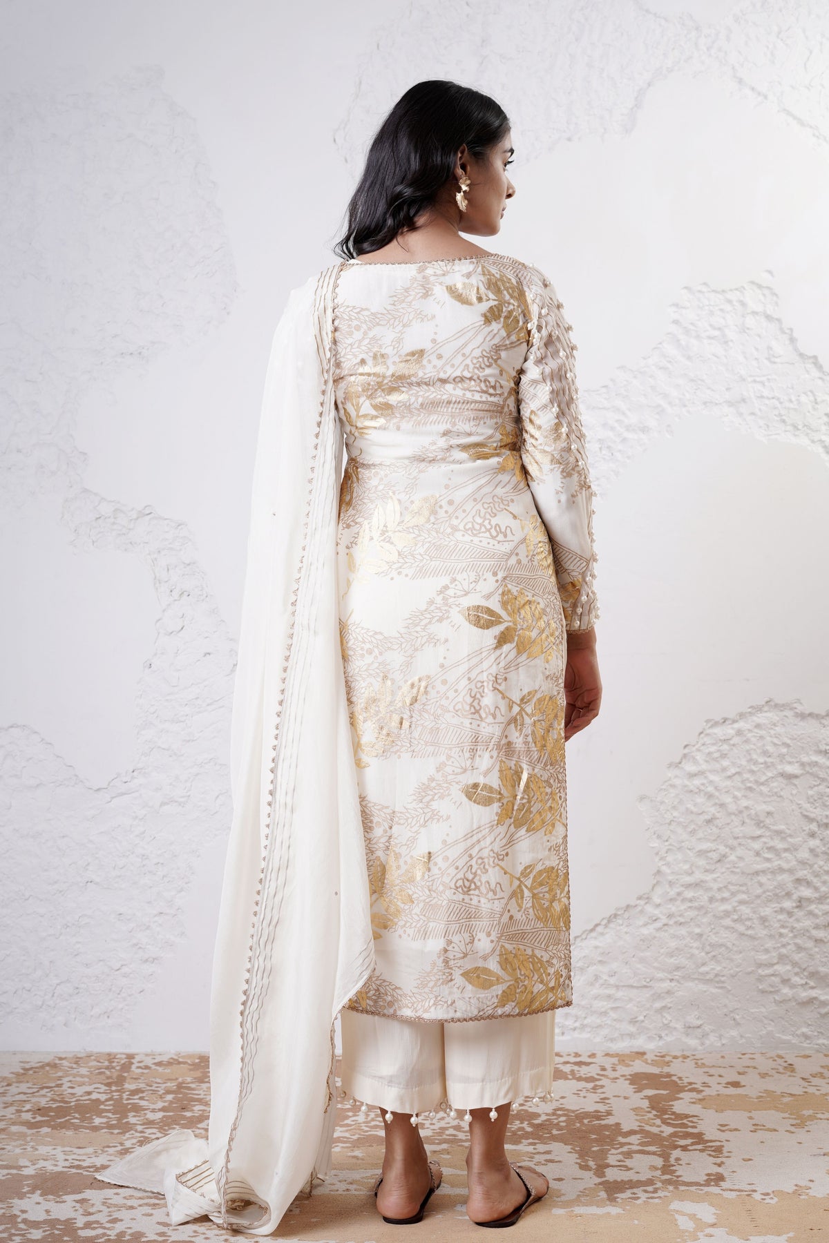 Ivory Foil Printed Kurta Set