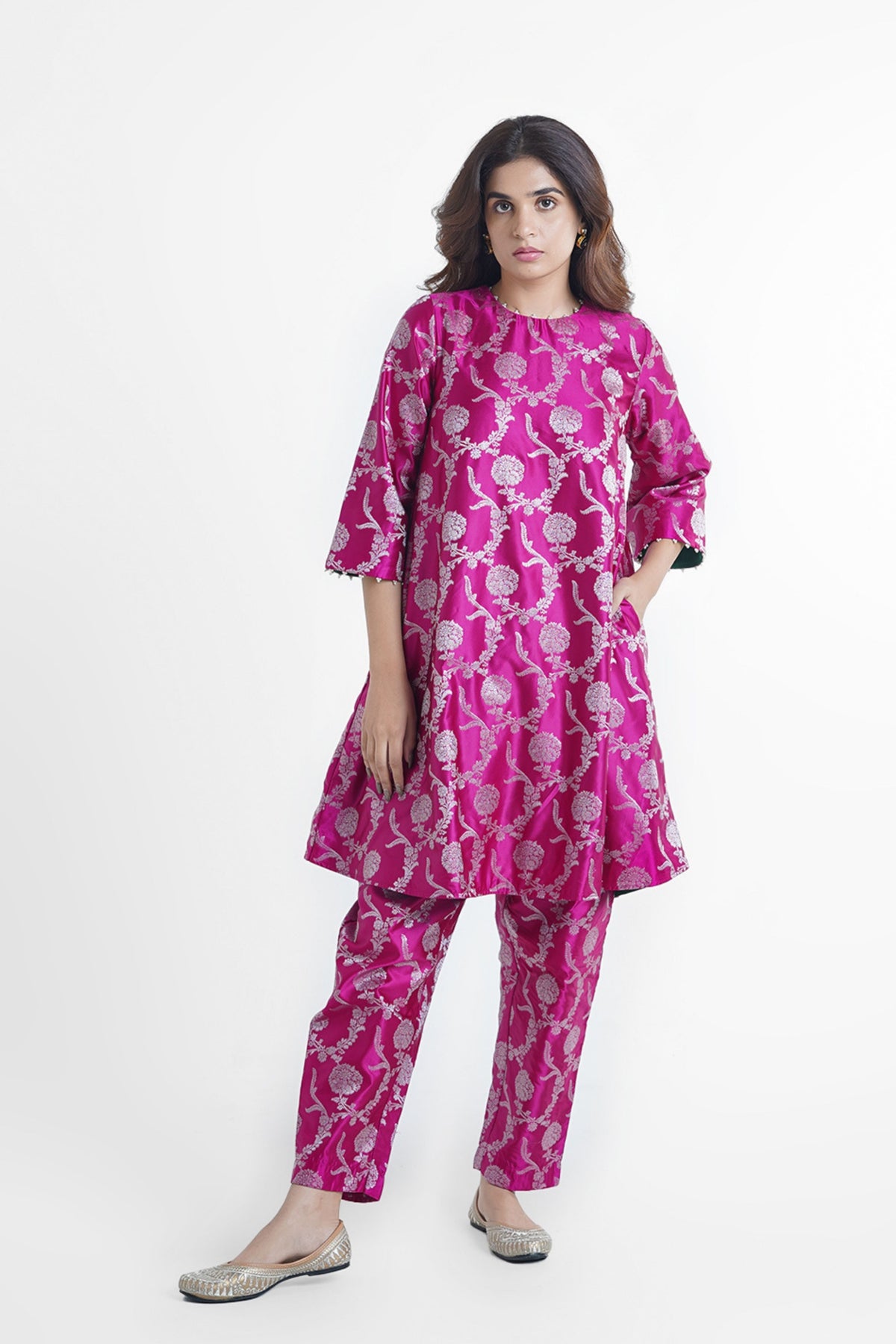 Pink Sunheri Kurta Set