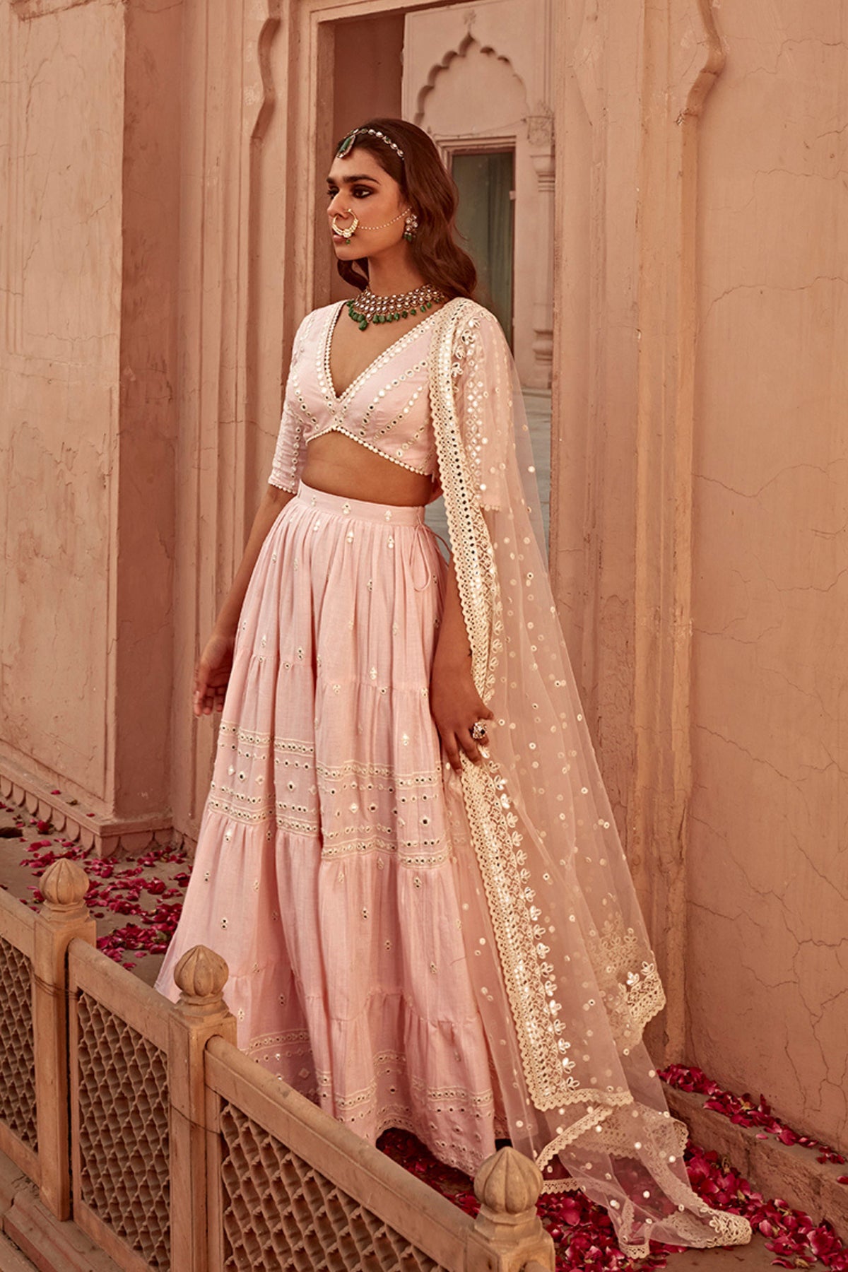 Blush Pink Triangle Lehenga Set