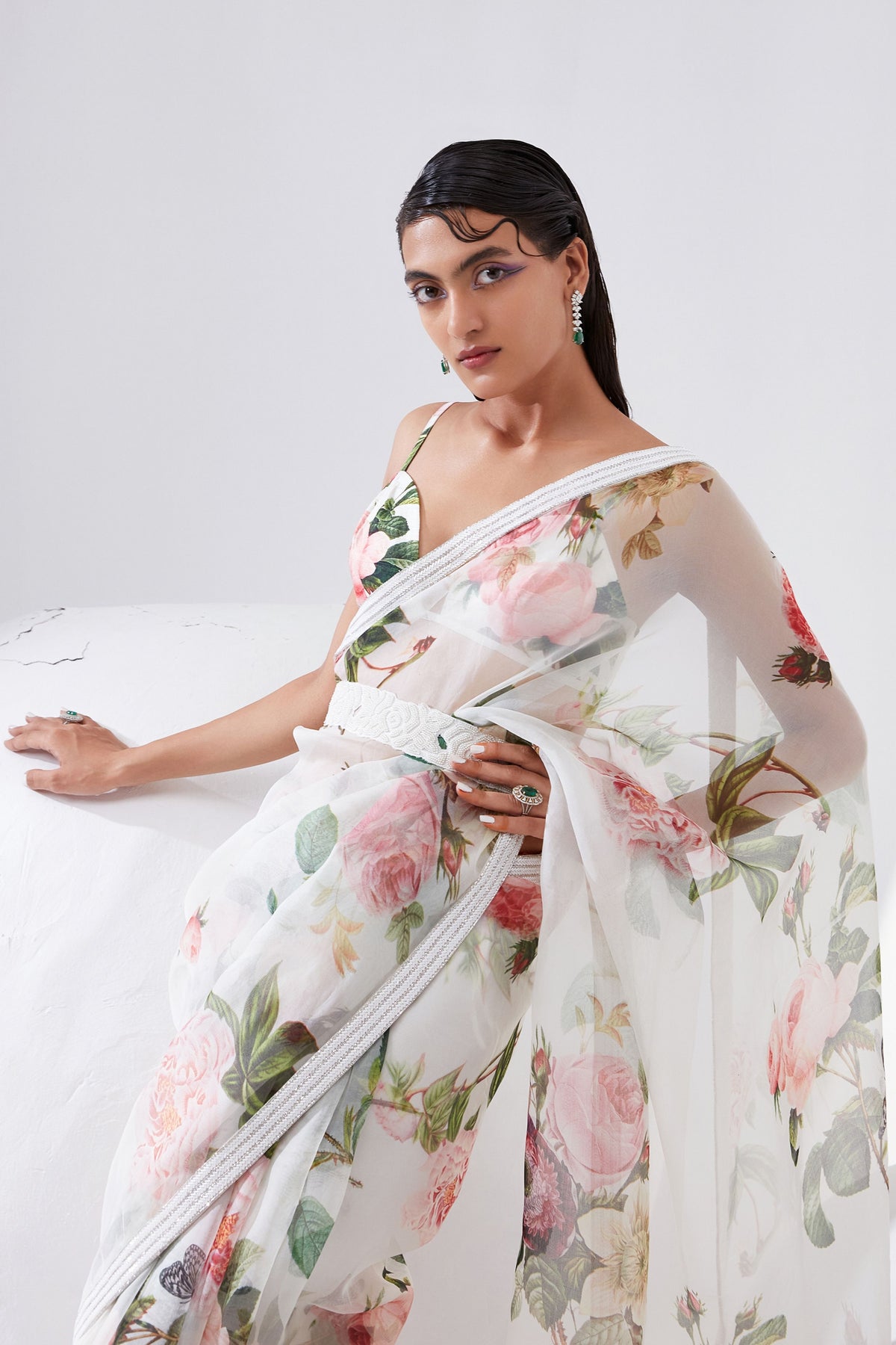 Hyacinth Floral Saree Set