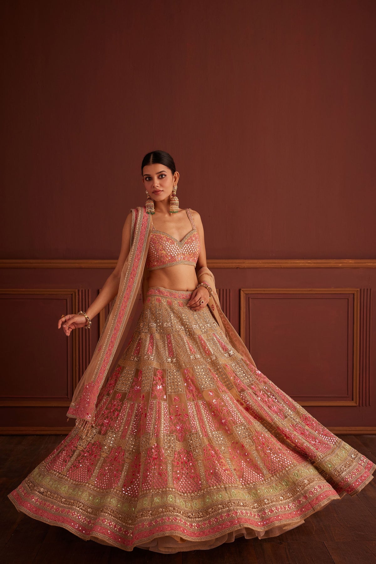 Pink Mirror-work Lehenga