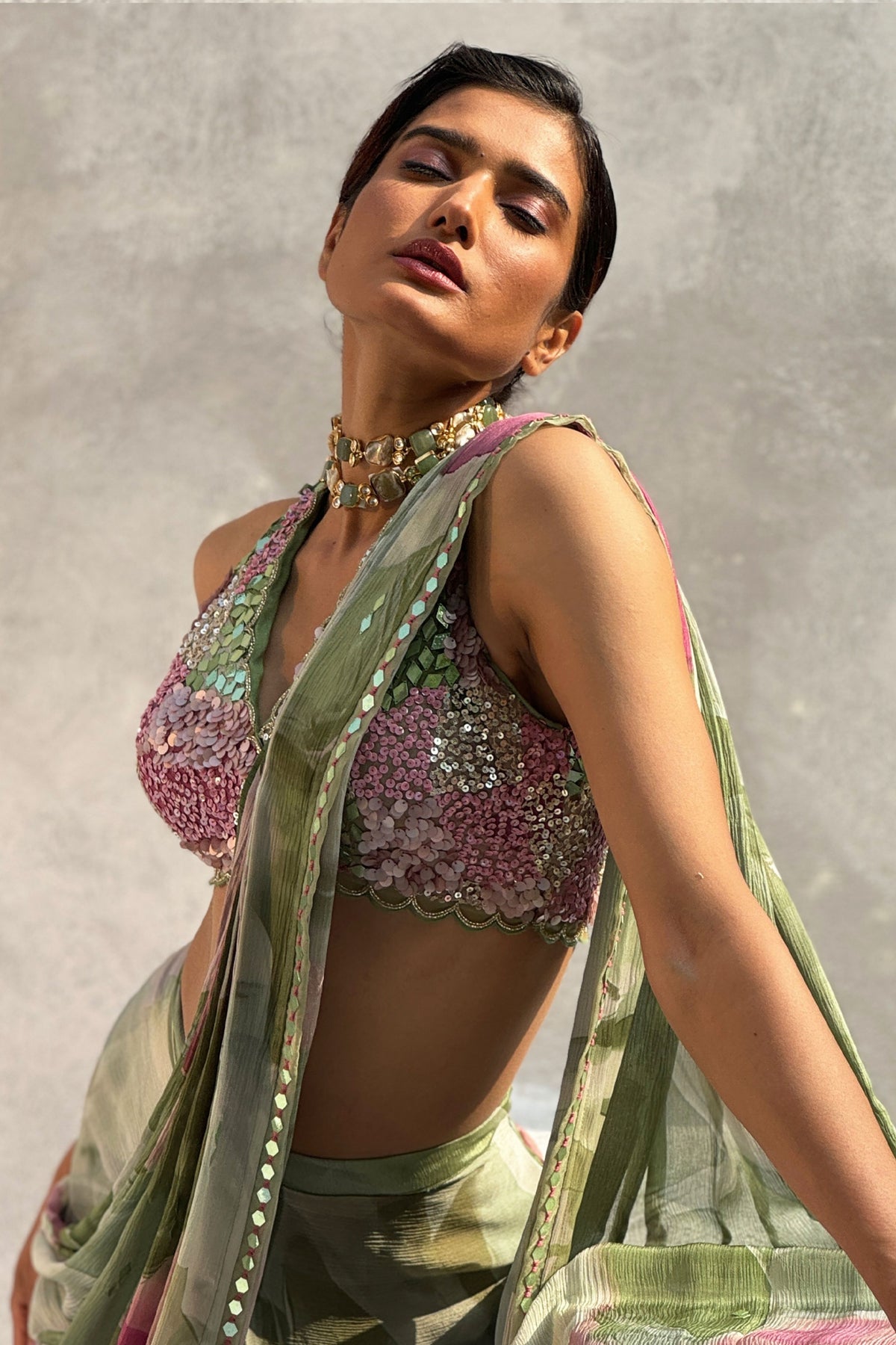 Mint Pre-drapped Saree