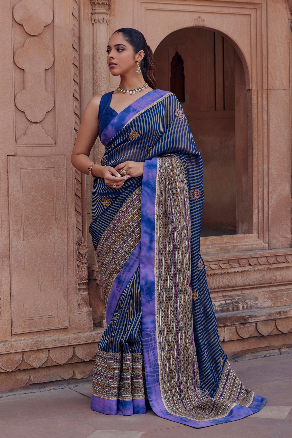 Janki  Elegant Blue Saree With Dori Embroidery