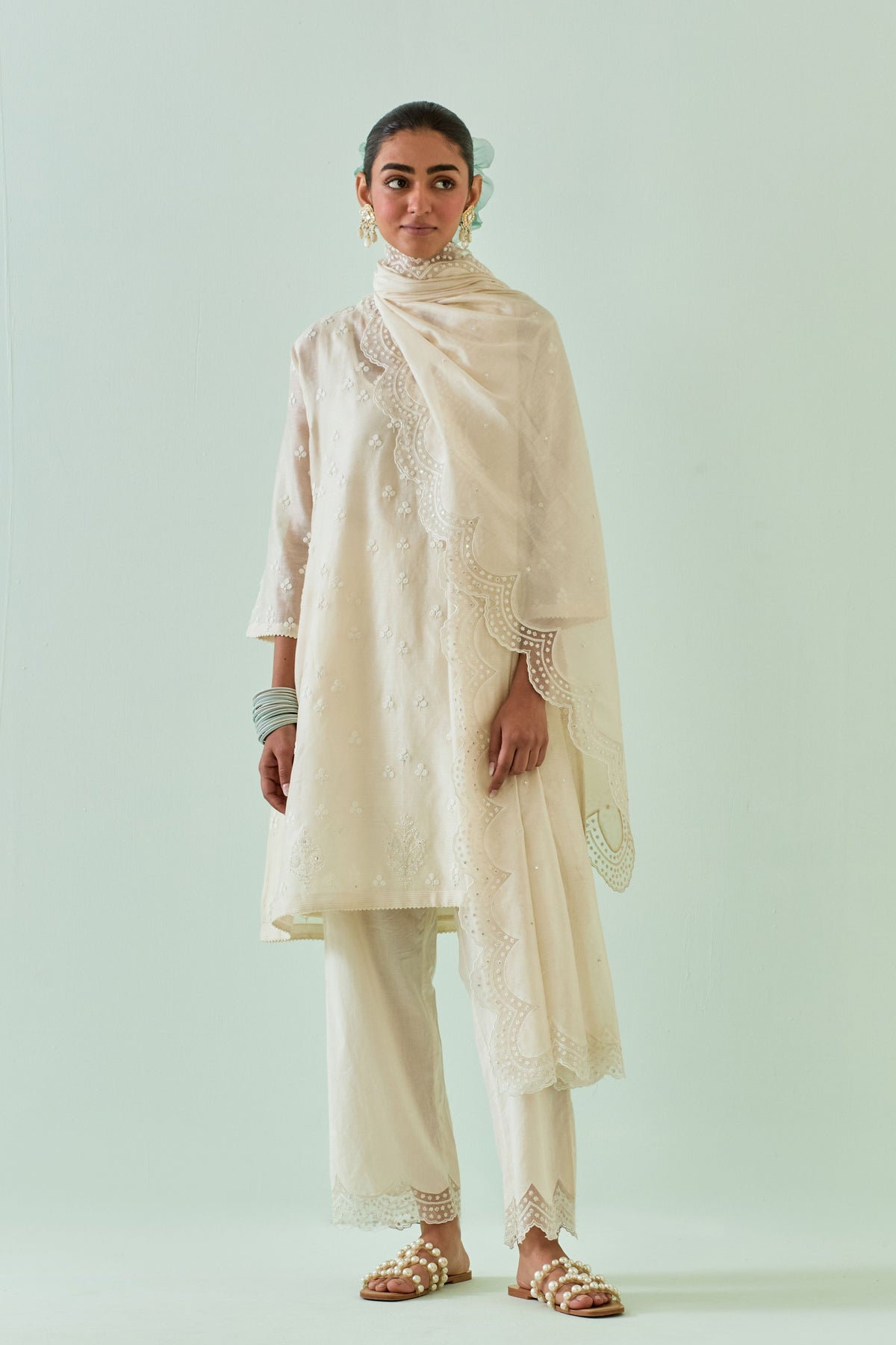 Off White Kalidar Kurta Set