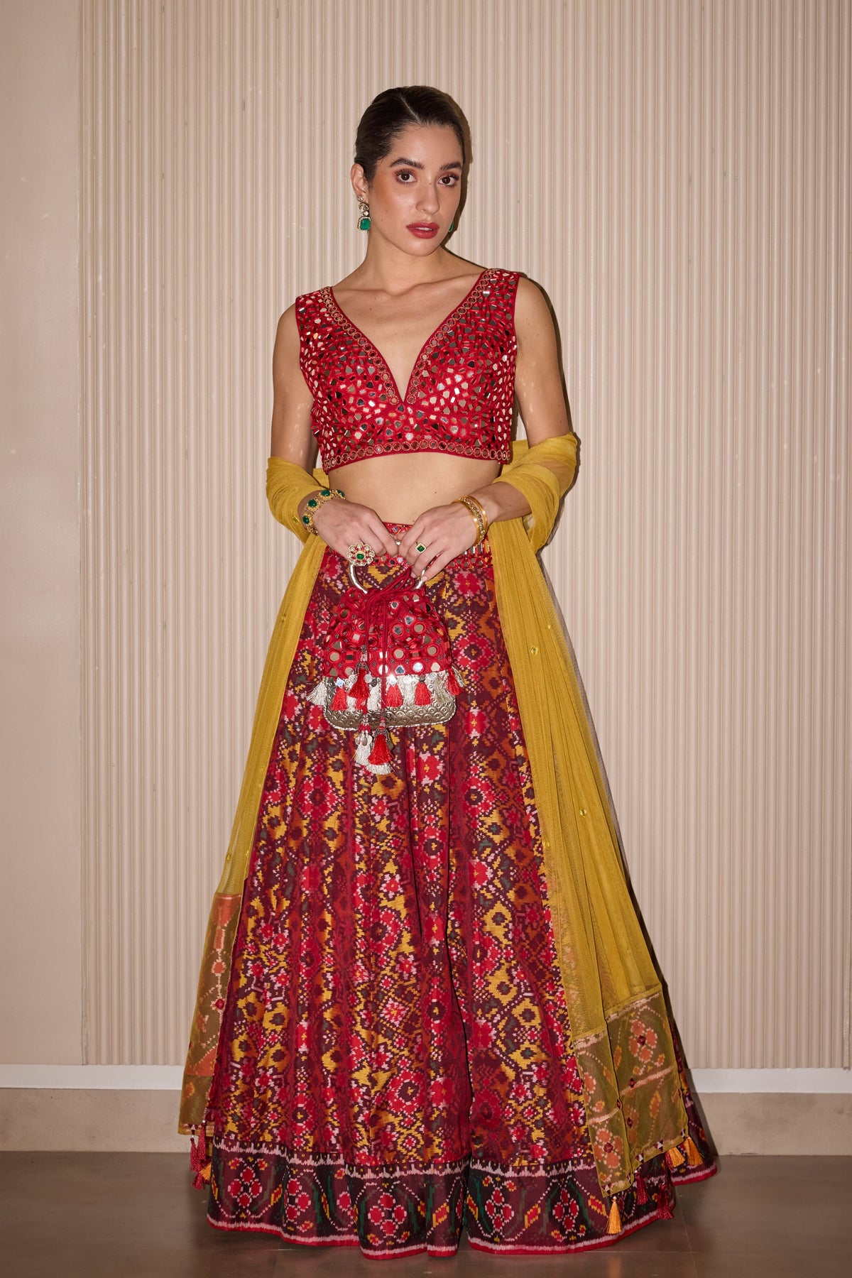 Patola Mirror Work Lehenga