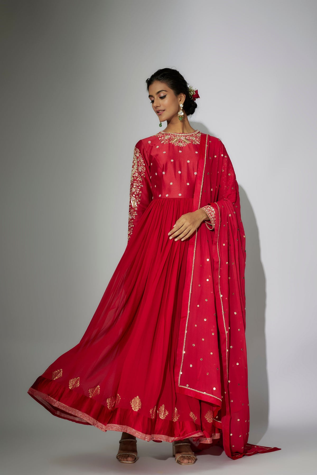 Cherry Red Anarkali Set