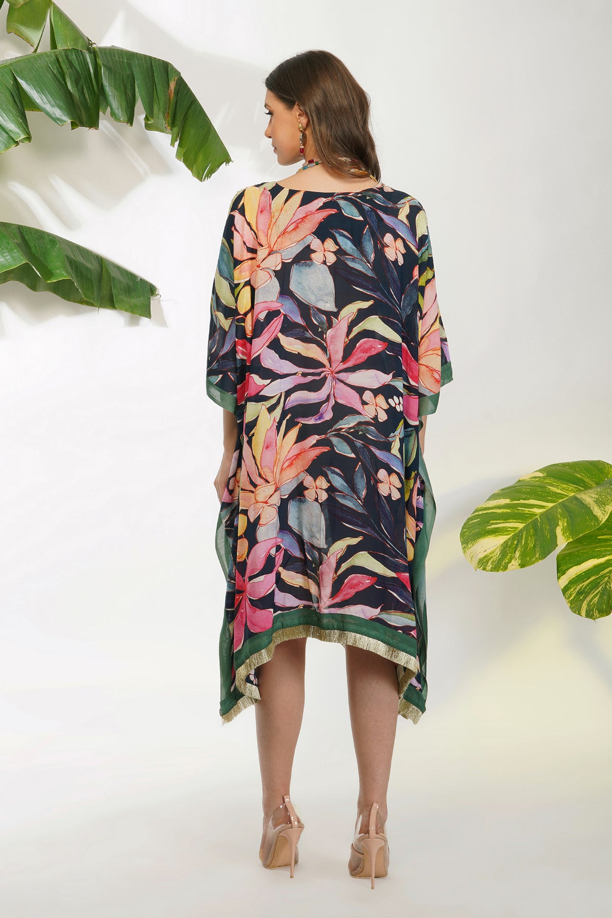 Tropical Flower Printed Kaftan