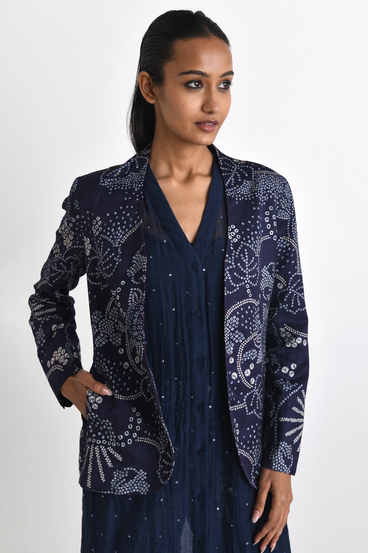 Merbaka Front Open Printed Jacket