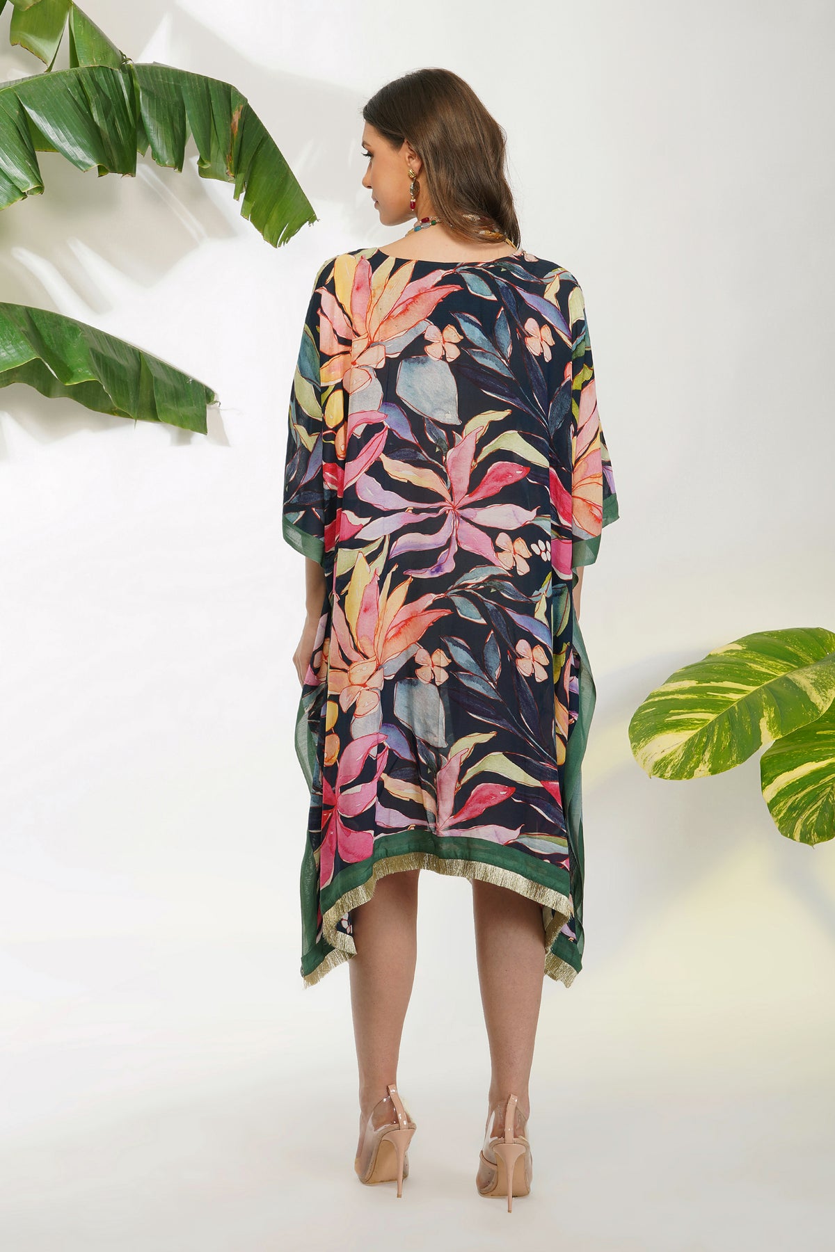 Tropical Flower Printed Kaftan Set