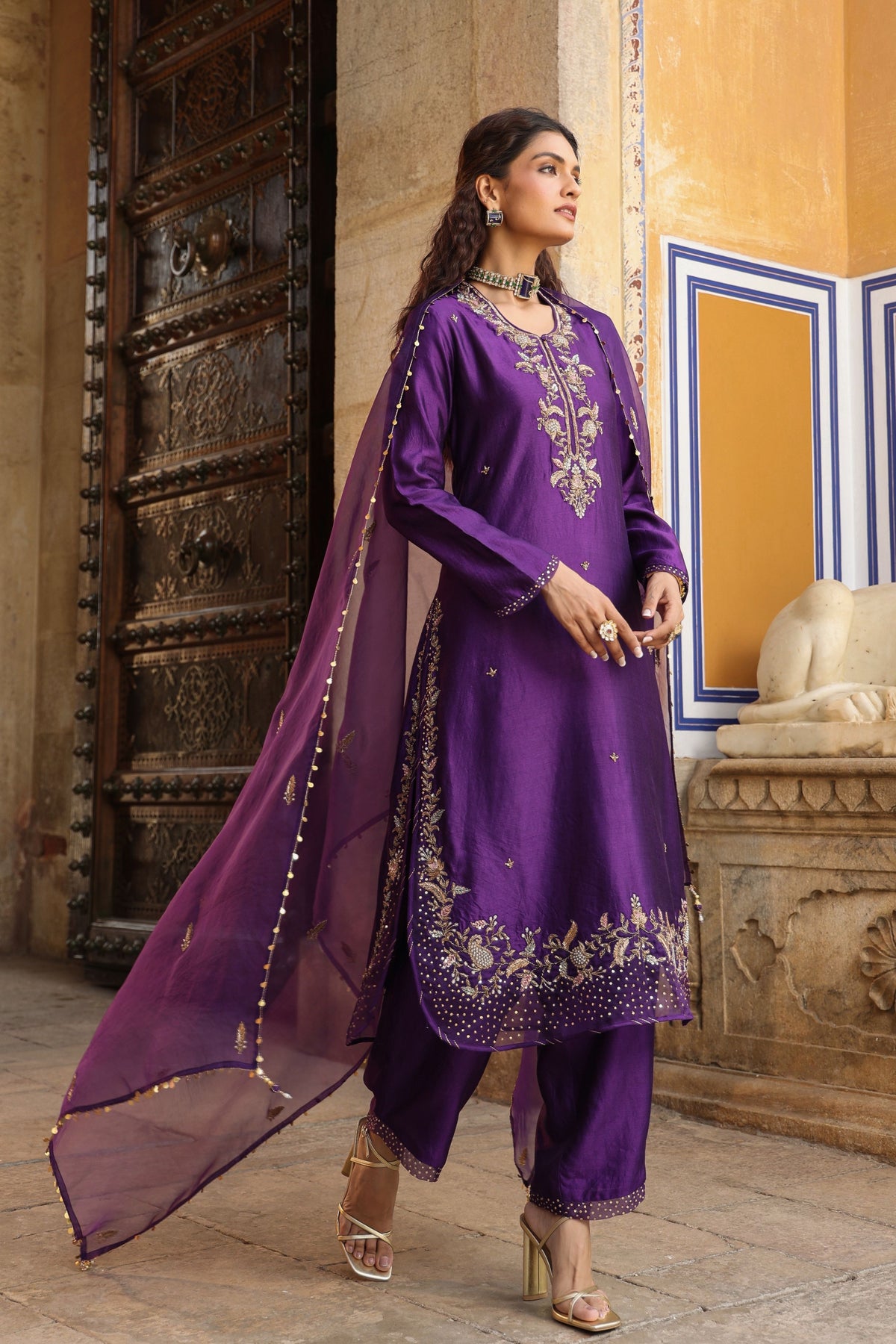 Heavy Long Purple Kurta Set