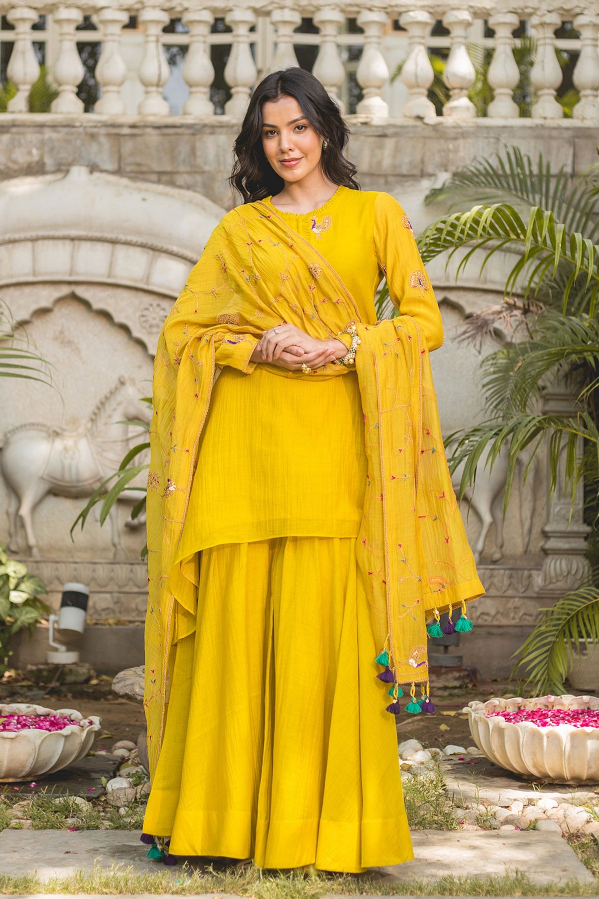 Lime Yellow Sharara Set