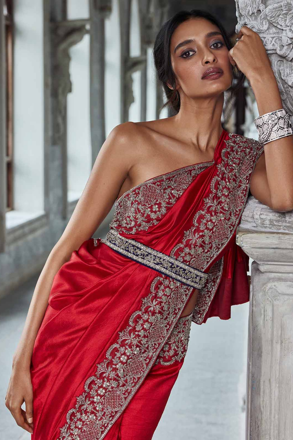 Red Embroidered Saree