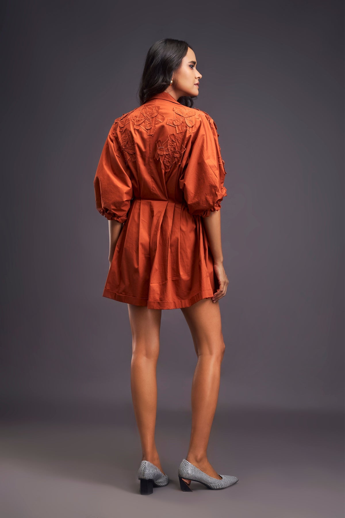 Rust Lapel Collared Playsuit