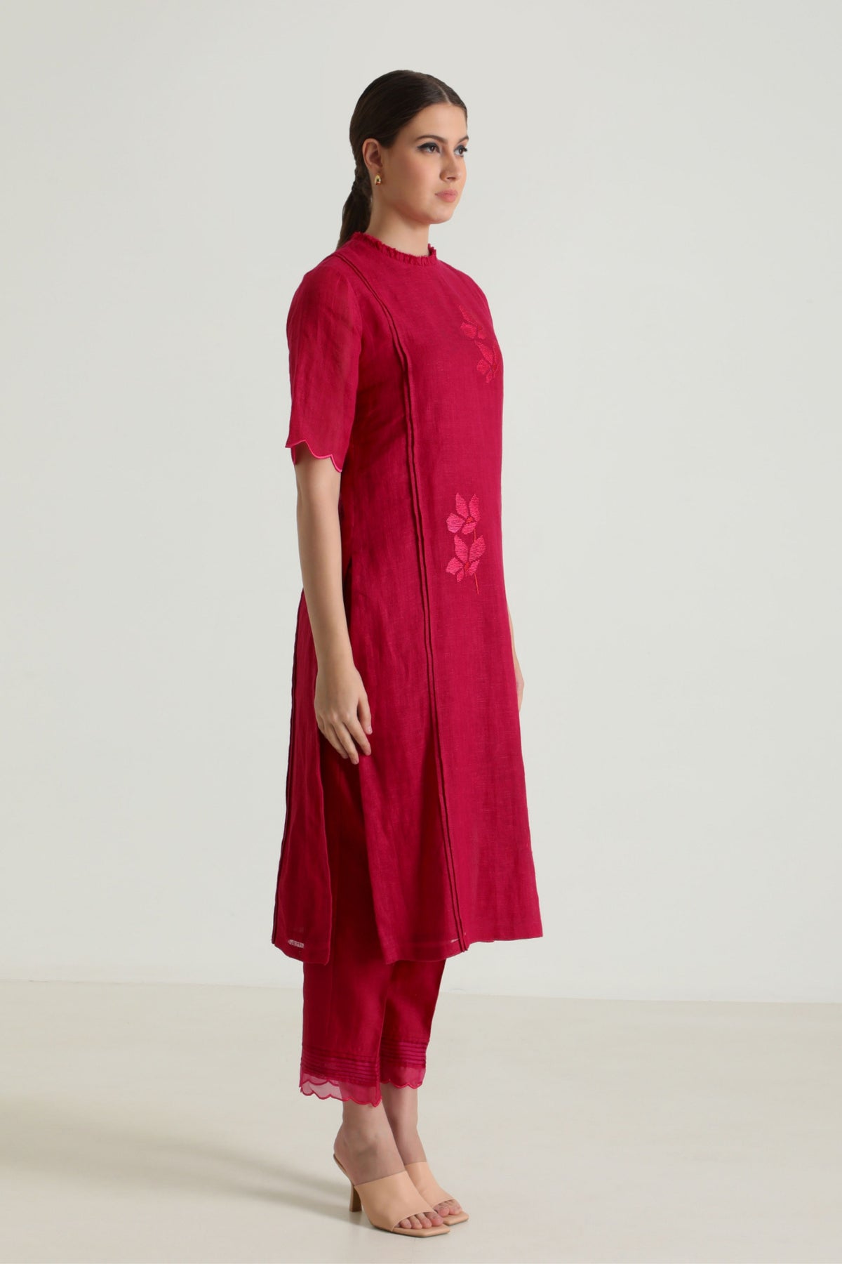 Fushsia Enbroidery Tunic Set