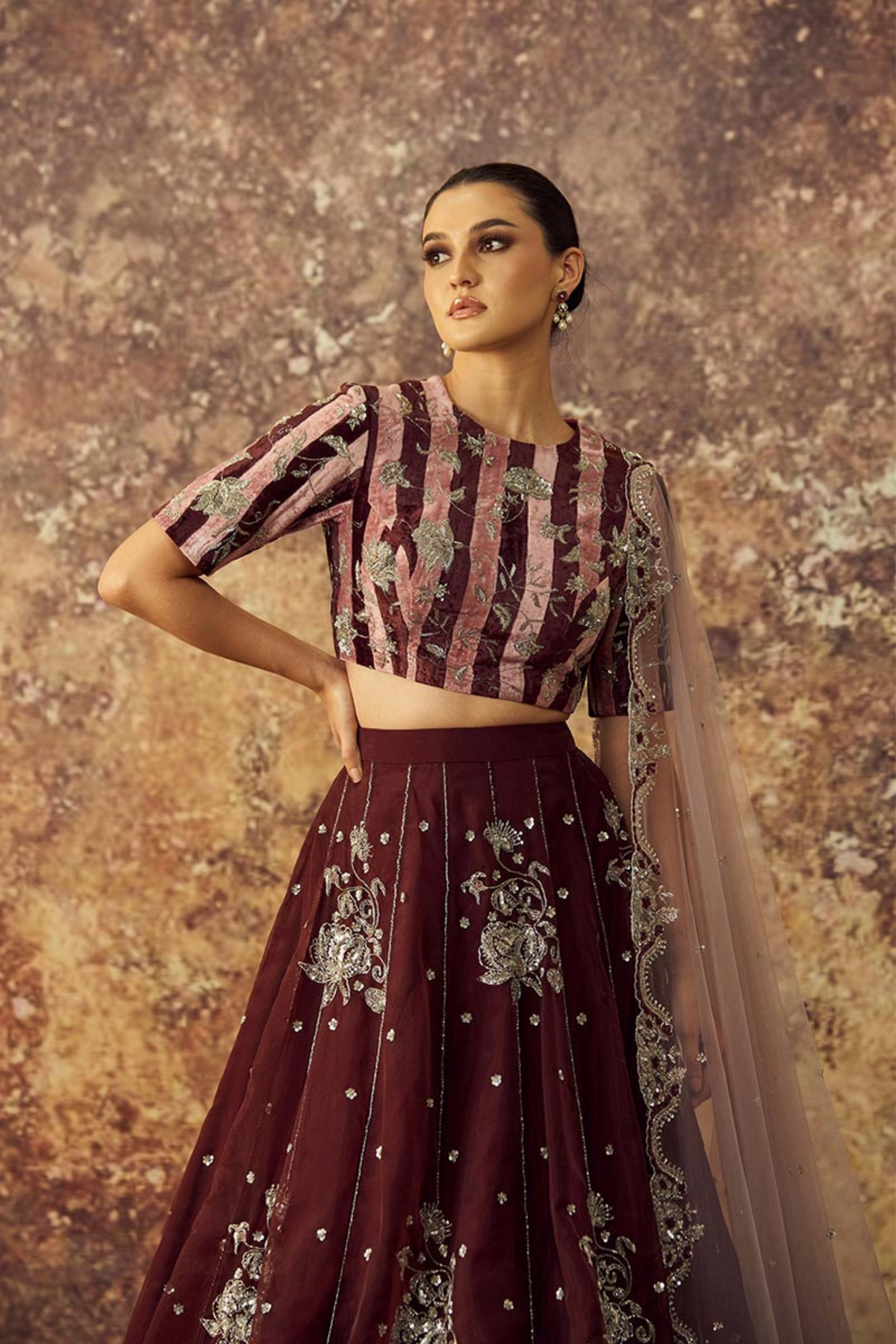 Brown Butas Lehenga Set