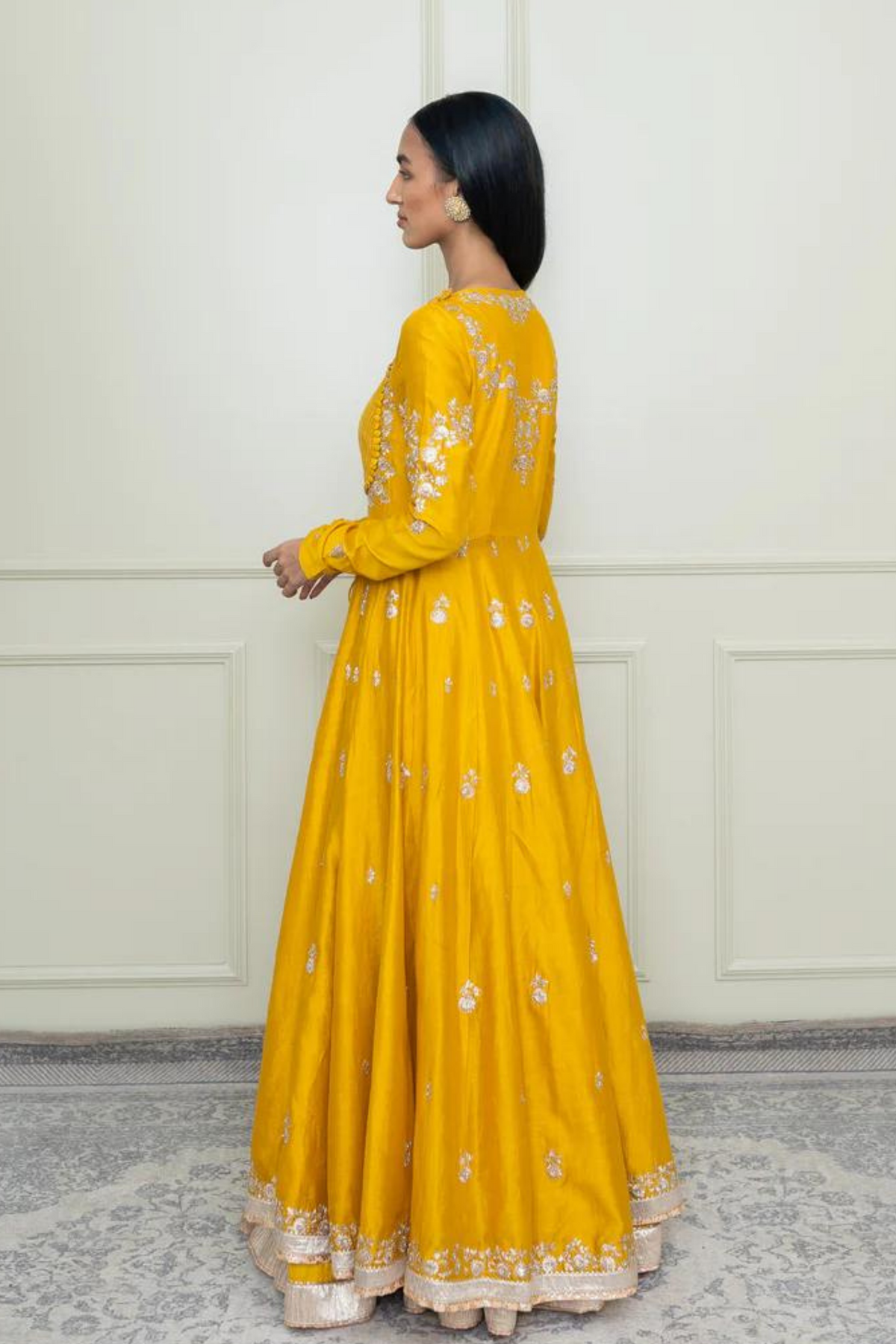 Glaze mustard- taarini anarkali set