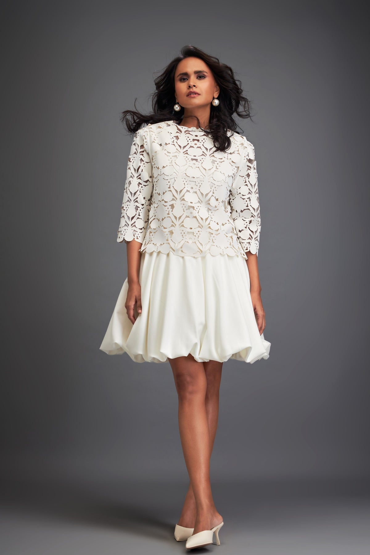 White Velvet Bubble Dress