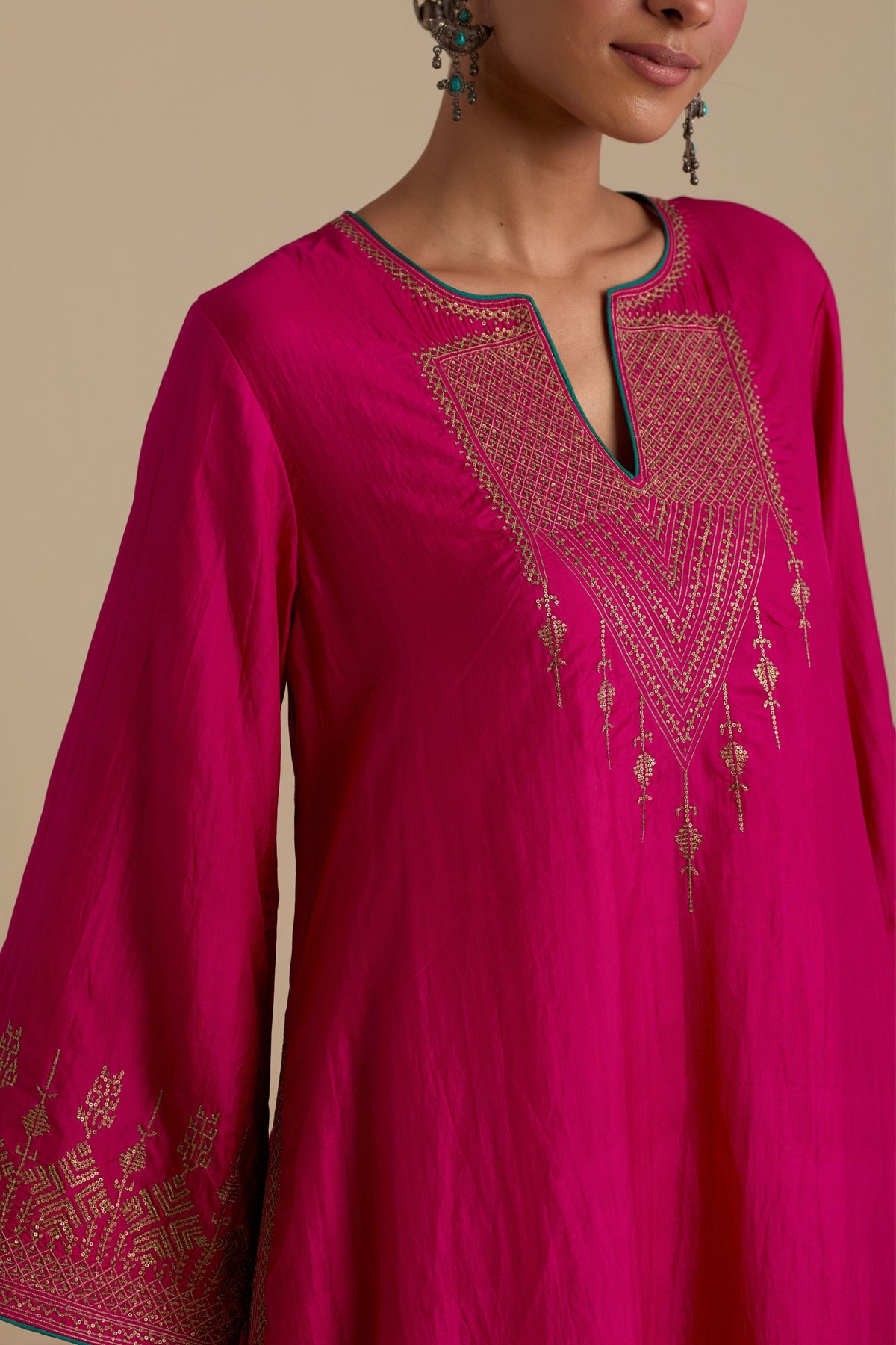 Fuchsia A-line Kurta Set