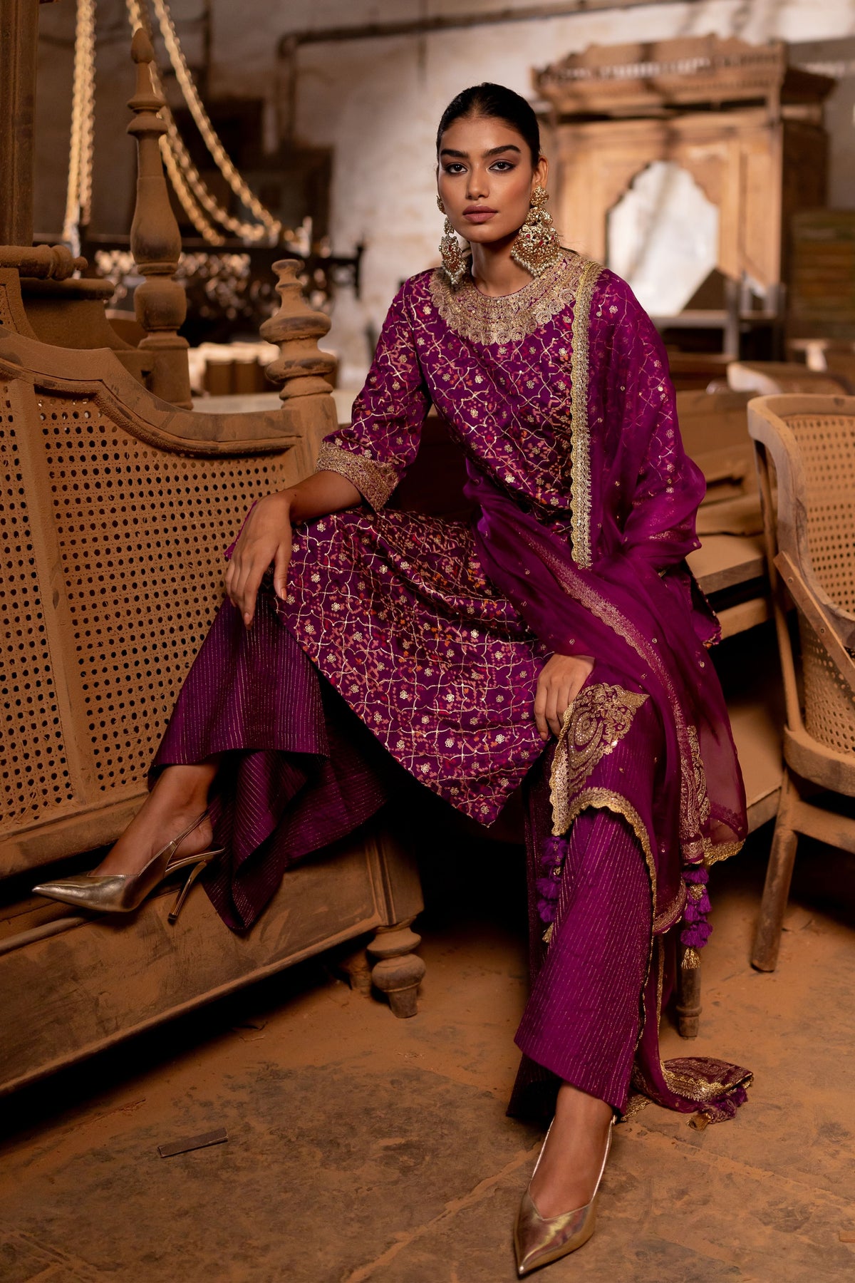 Magenta Kurta With Sharara