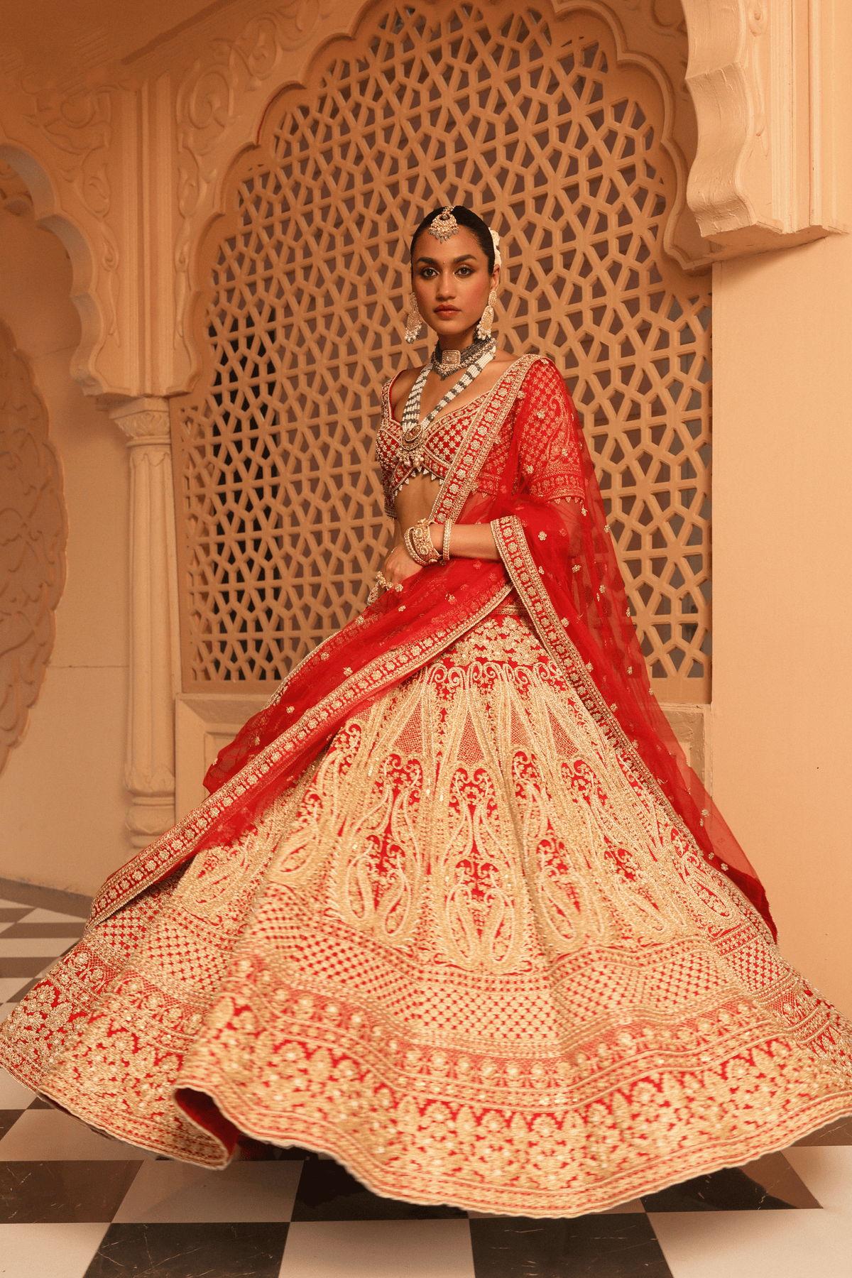 Naazreen Red Lehenga Set