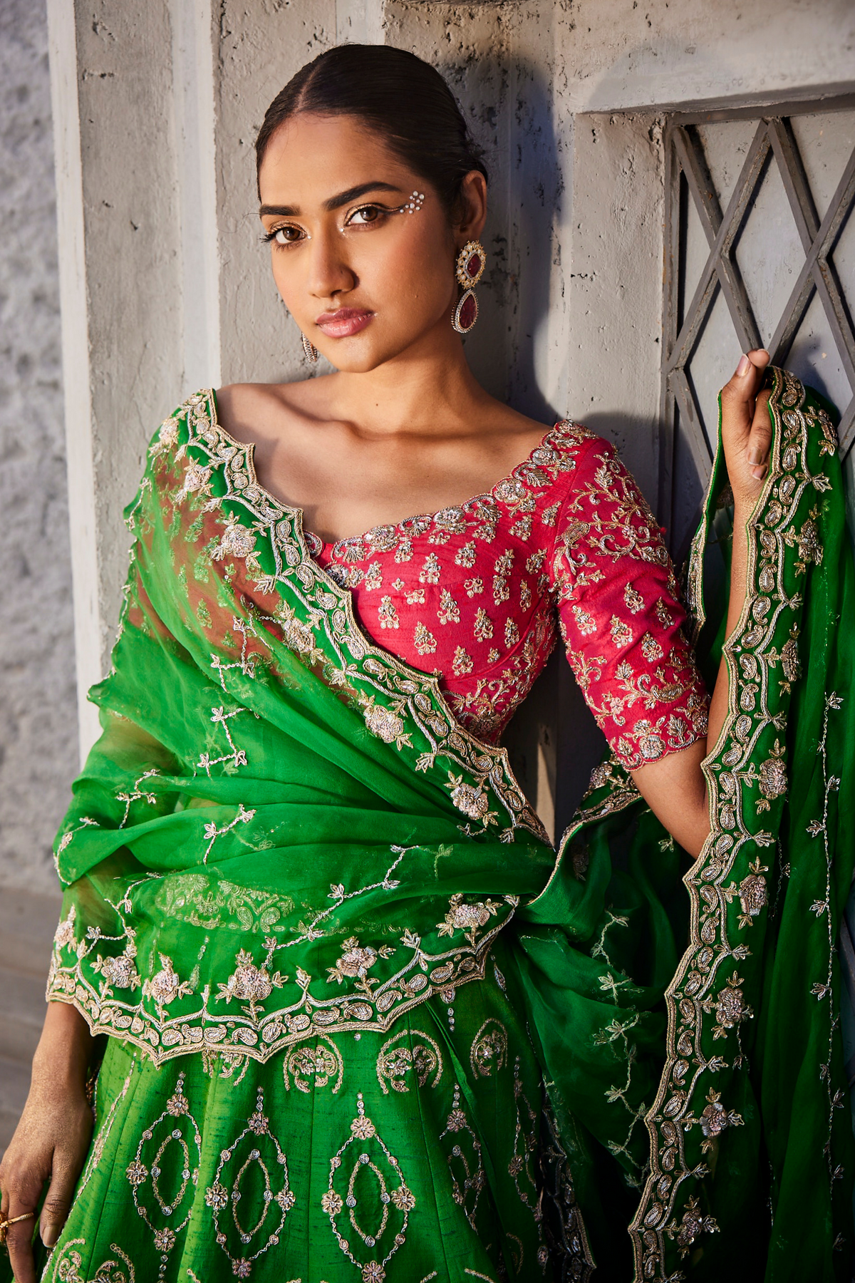 Leaf Green Scallop Heavy Lehenga