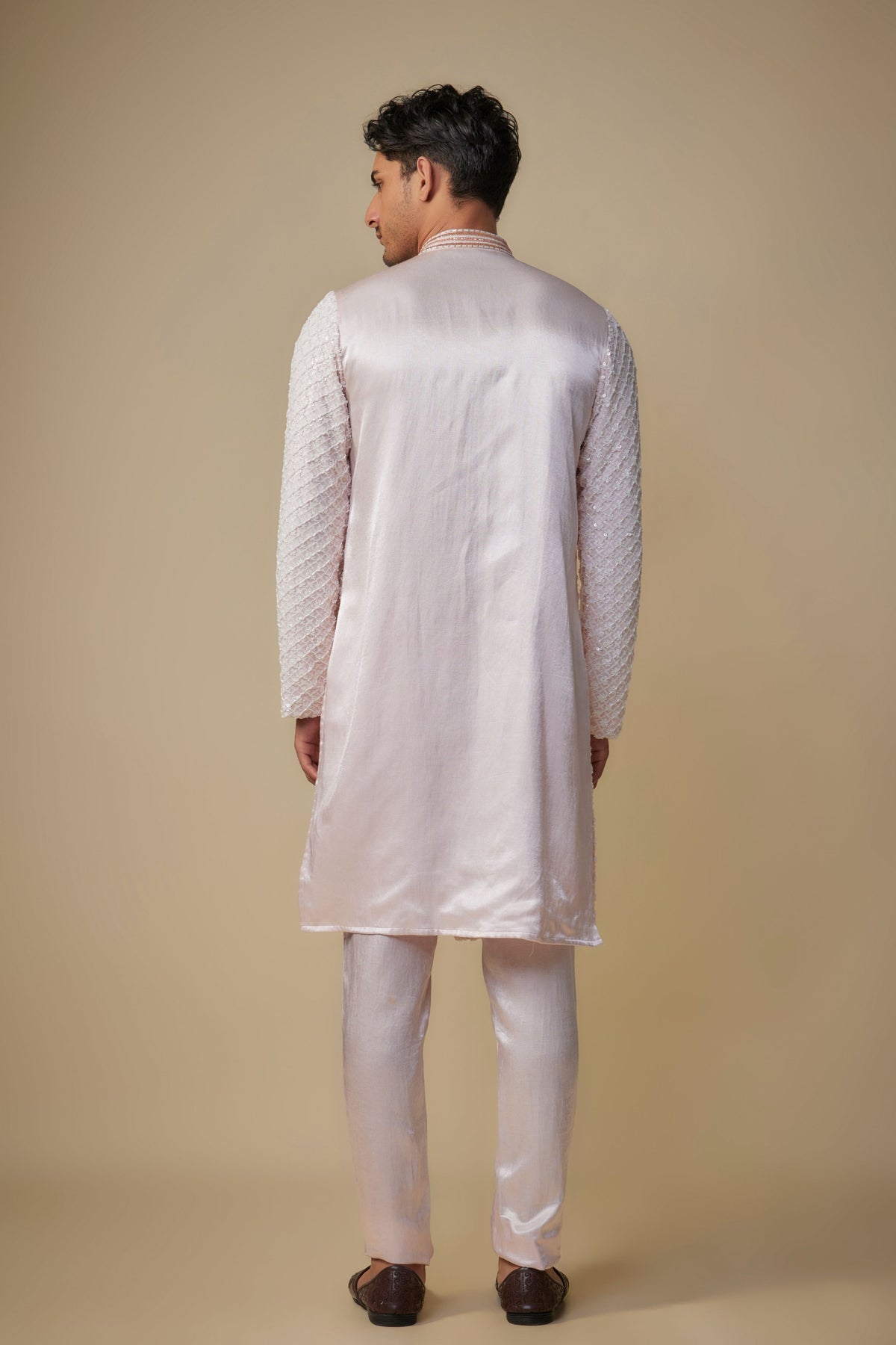 Baby Pink Embroidered Sherwani Set