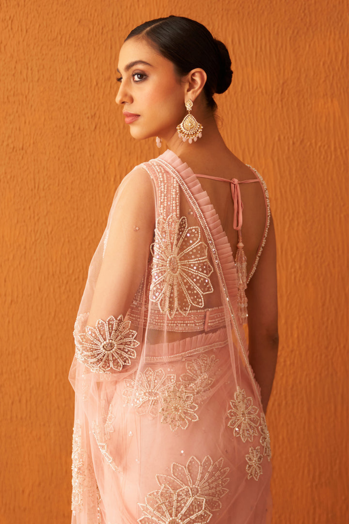 Blush Pink Net Saree