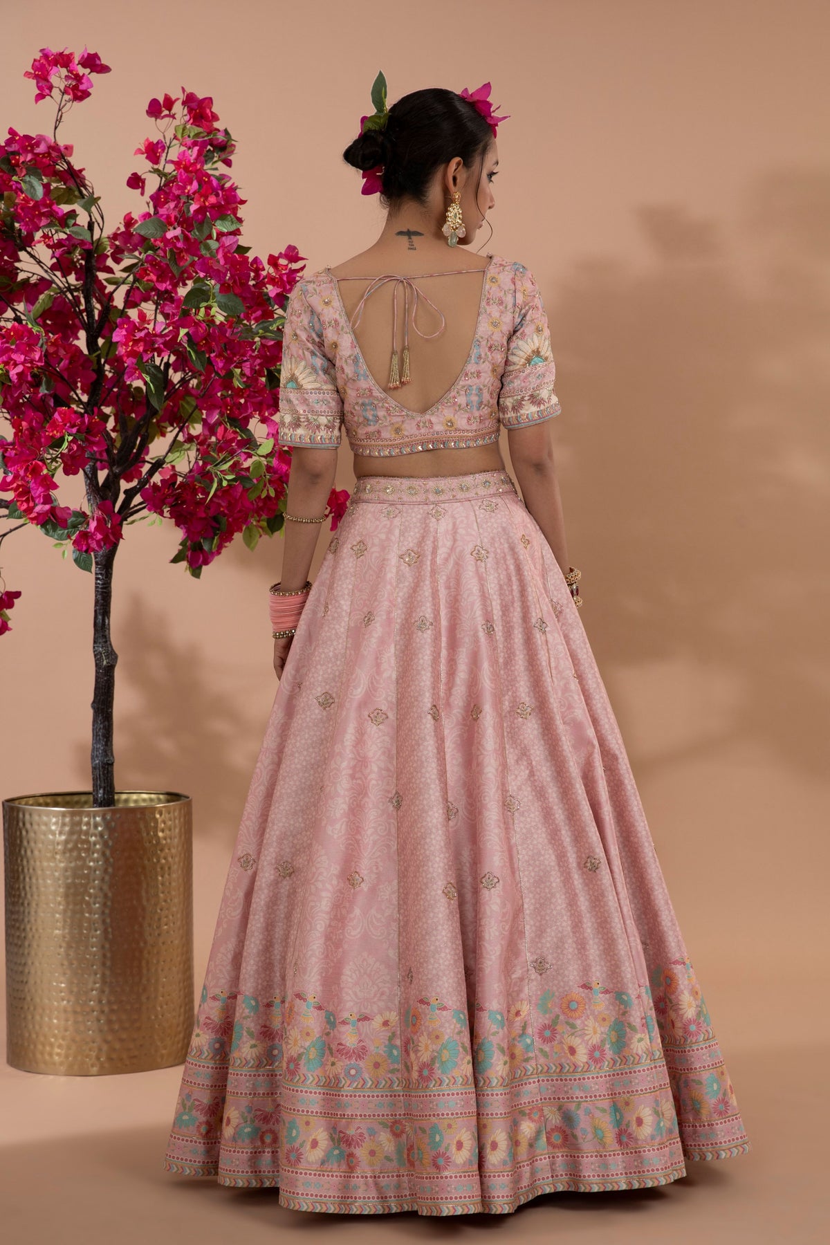 Dusty Rose Printed Lehenga Set