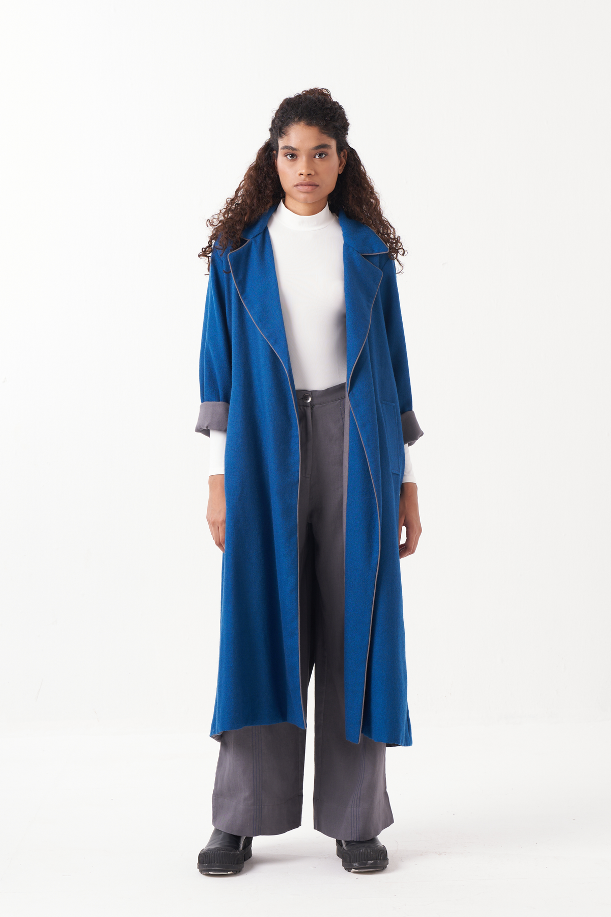 Notch Collar Wool Trench Jacket