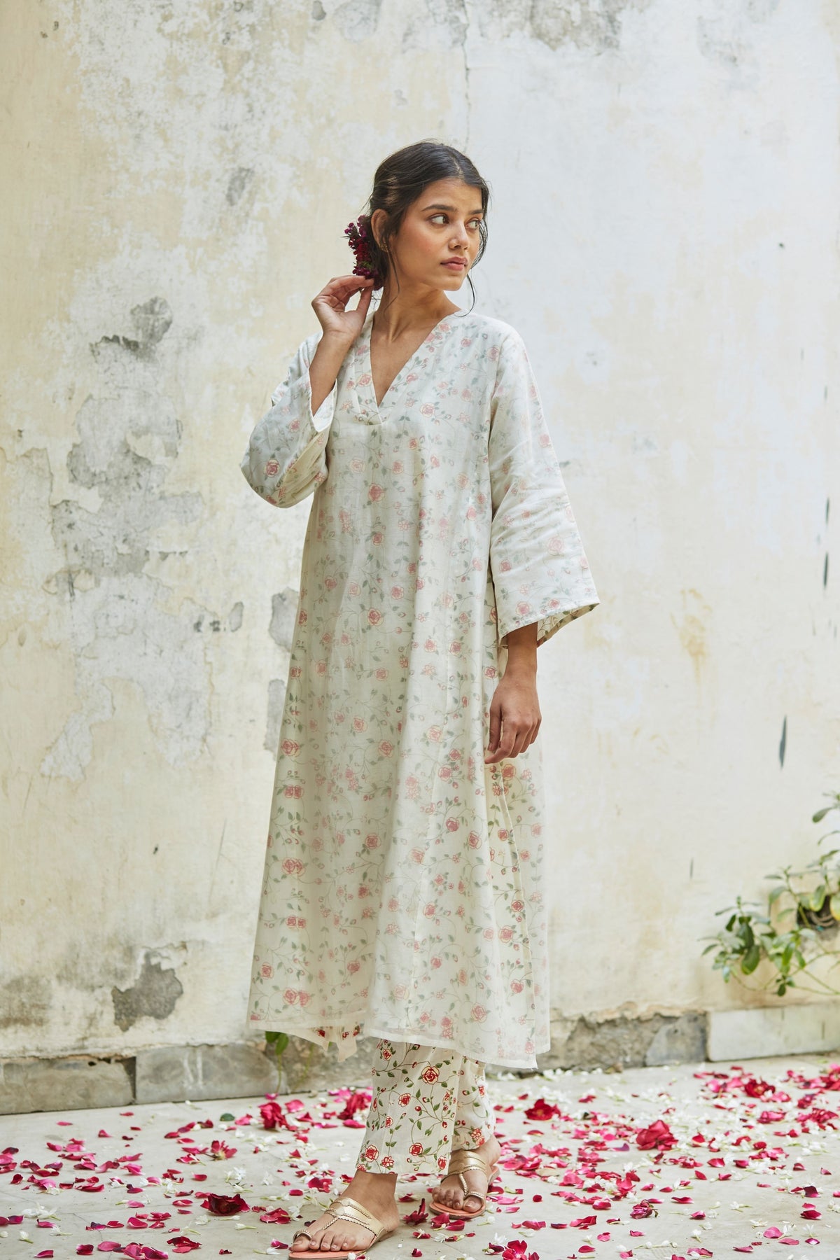 Handwoven Chanderi Ivory Kurta Set