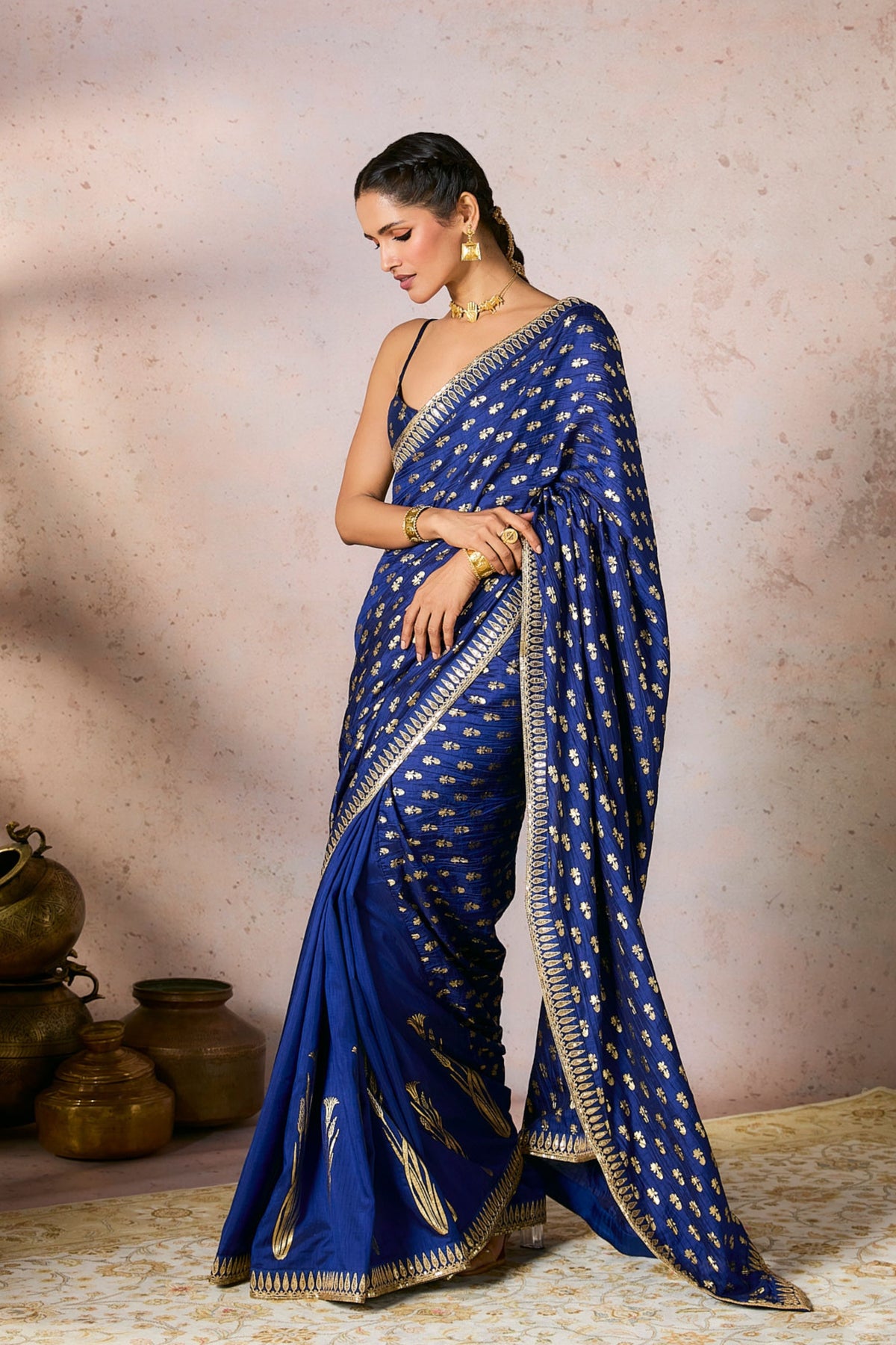 Blue Whispering Lily Crush Saree