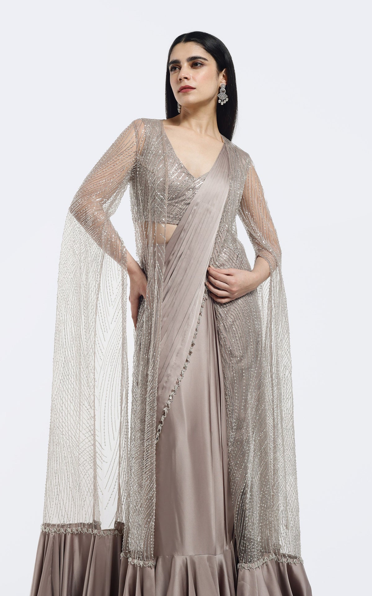 Drape Saree with Cape Jacket