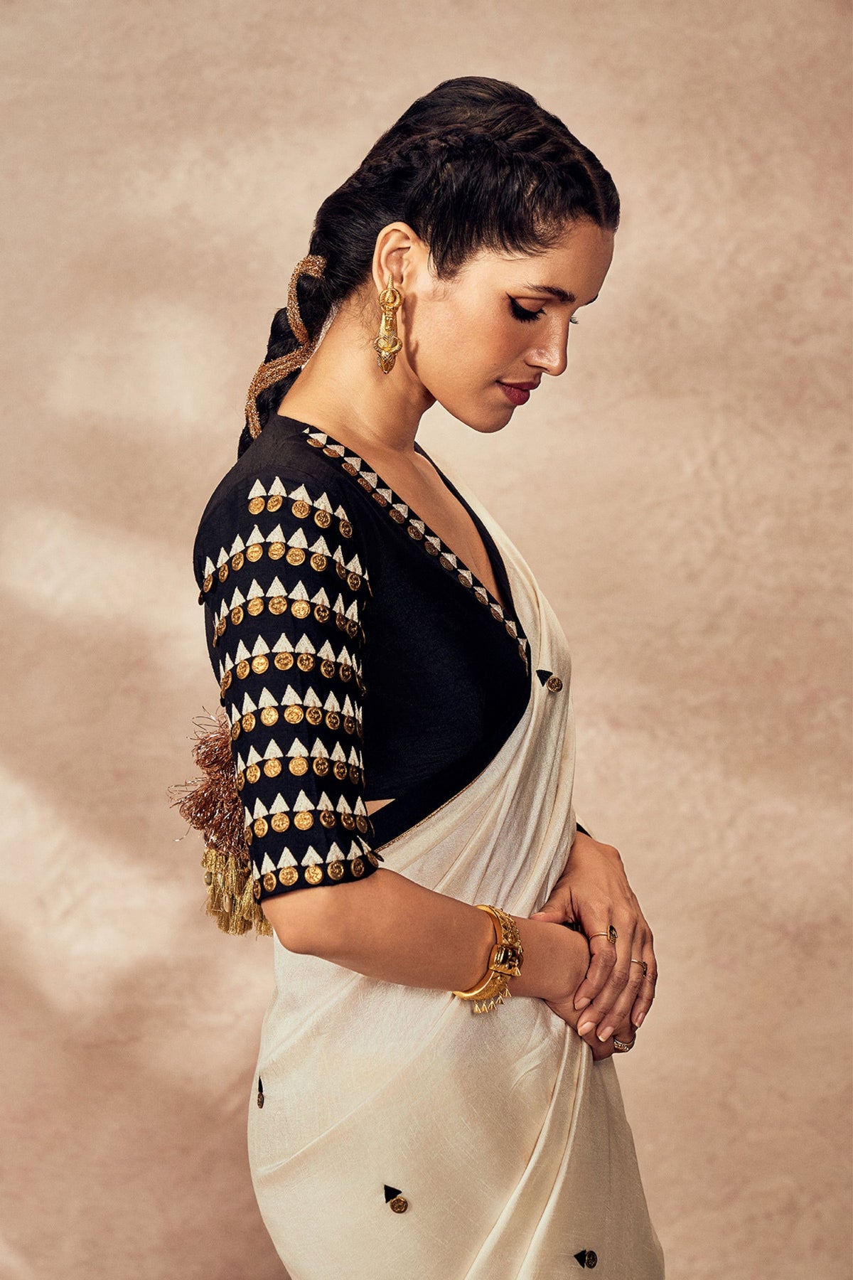 Ivory Coin Work Saree