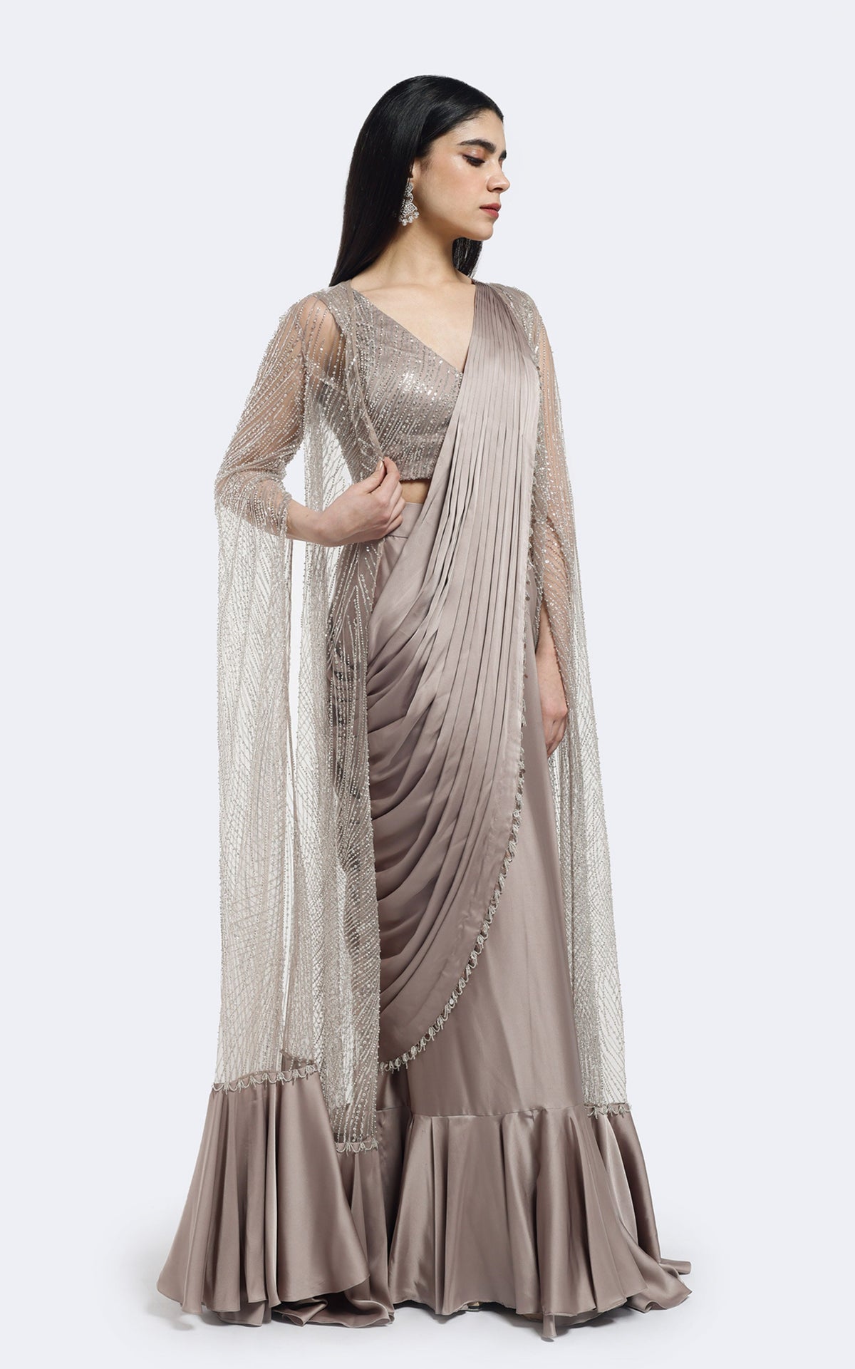 Drape Saree with Cape Jacket