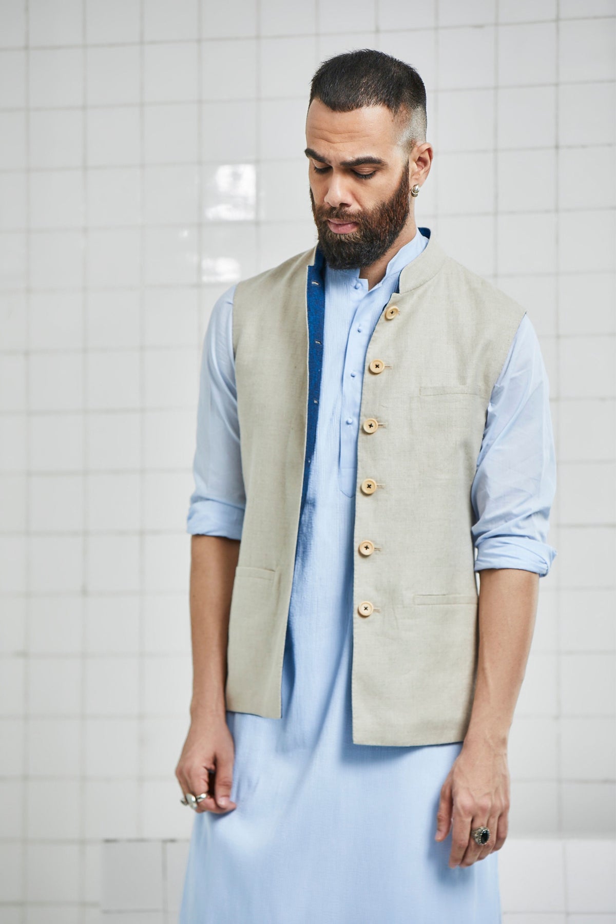 Beige Kundal Reversible Waist Coat