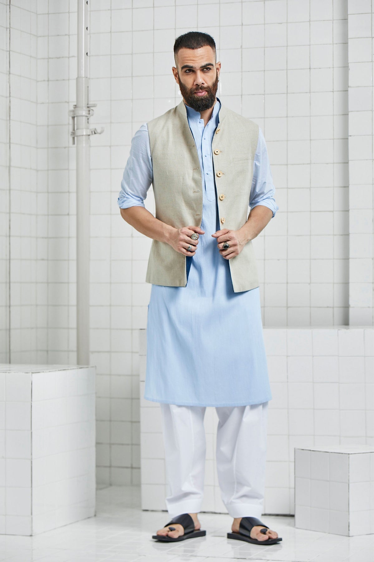 Beige Kundal Reversible Waist Coat