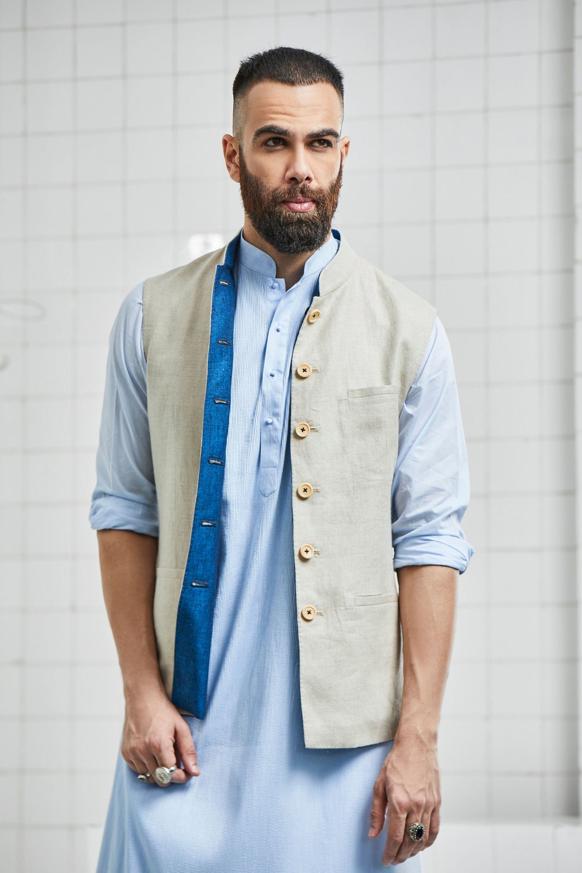 Beige Kundal Reversible Waist Coat