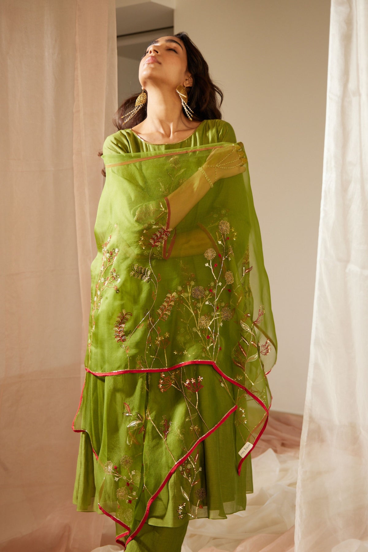 Green Gul Dupatta