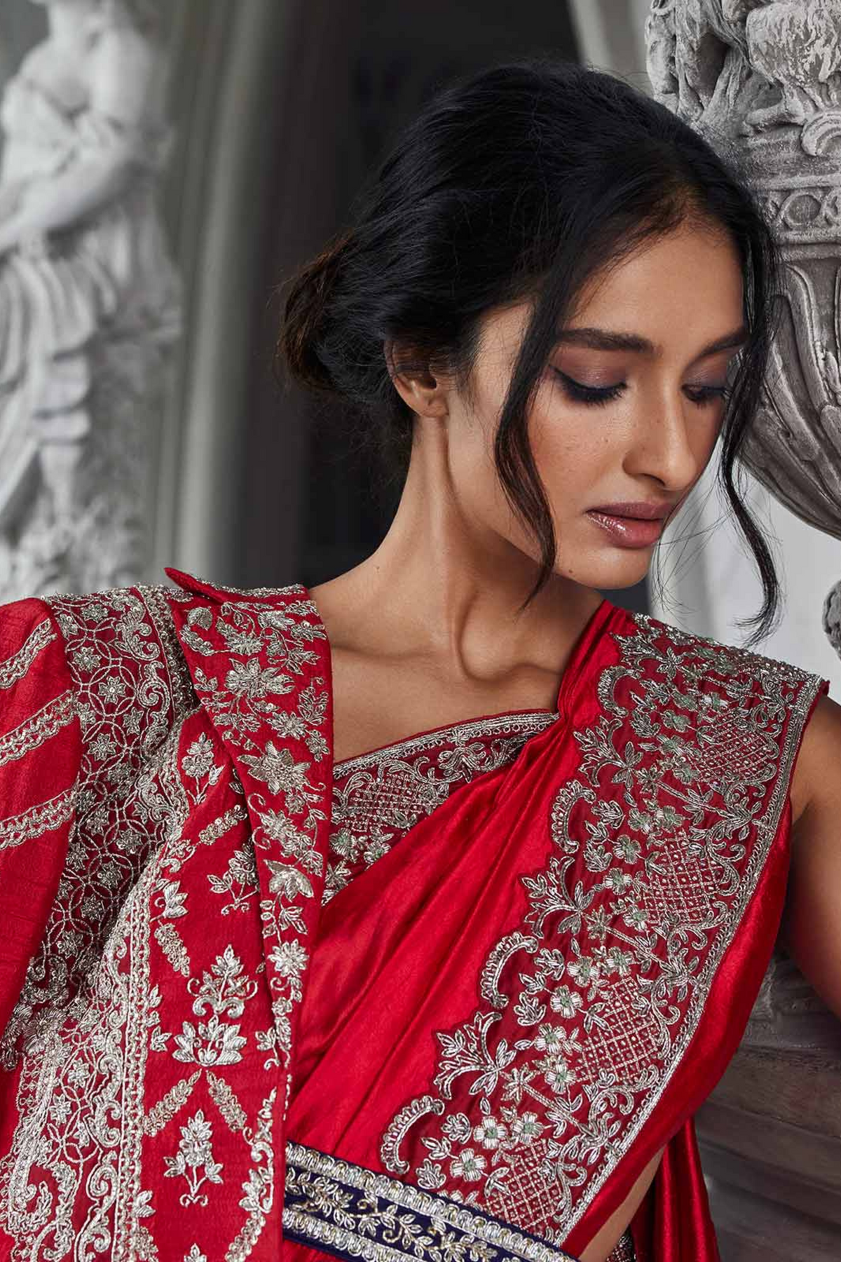 Red Embroidered Saree