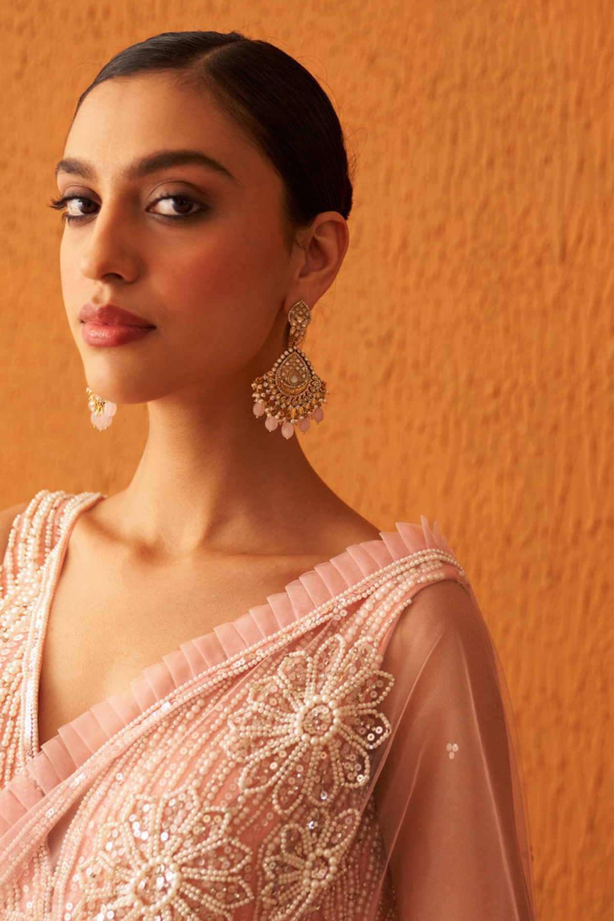 Blush Pink Net Saree