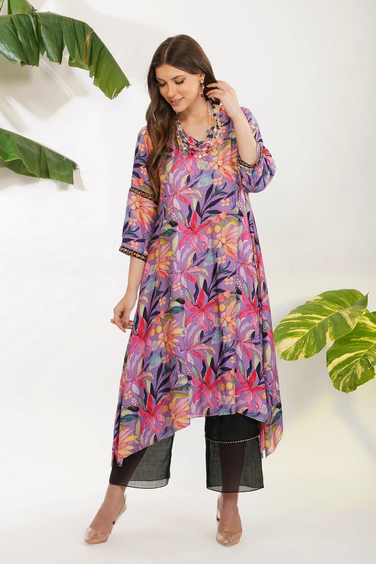 Tropical Flower Printed Tunic Set