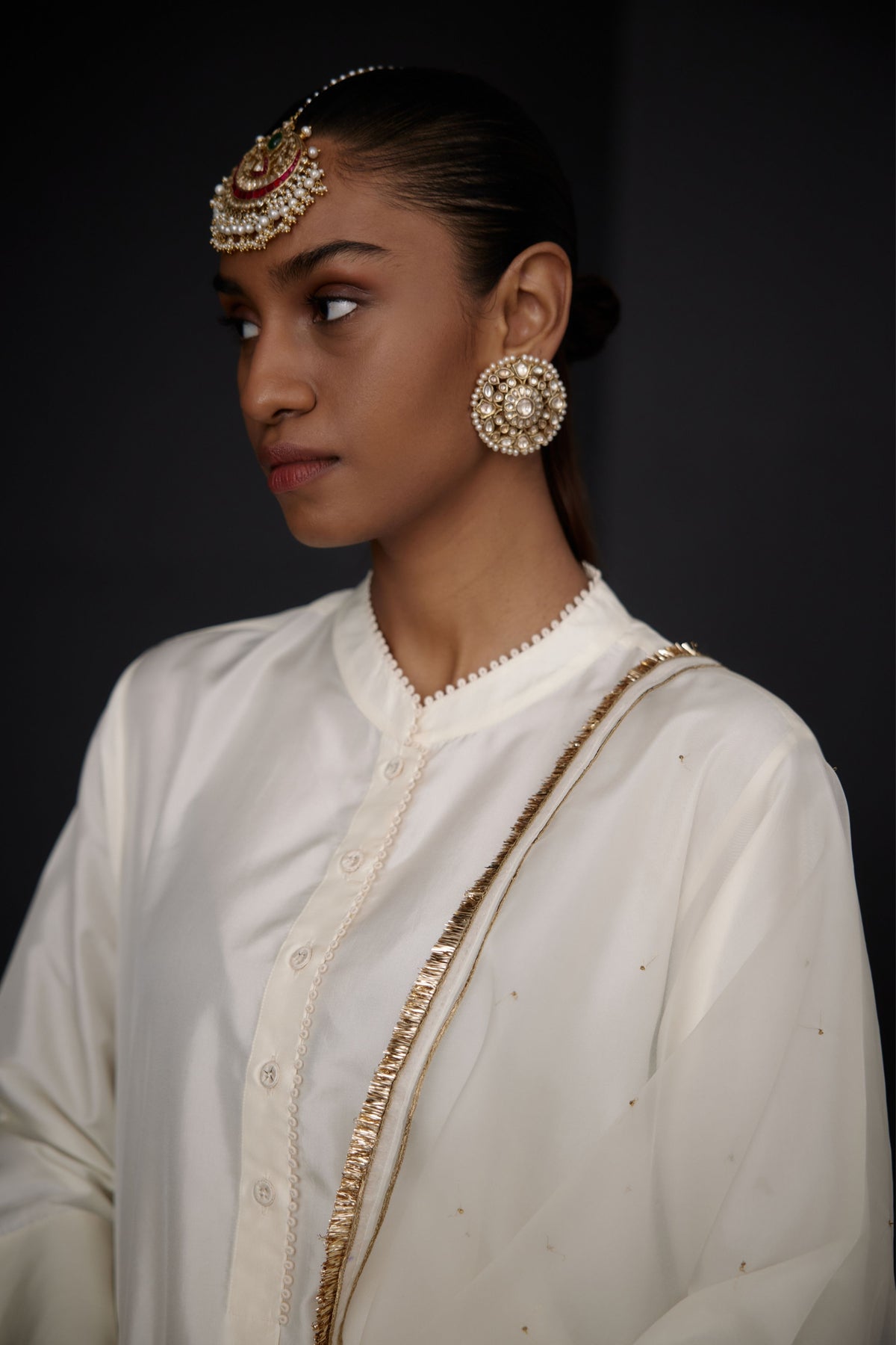 Ivory Embroidered Tunic &amp; Trouser Set