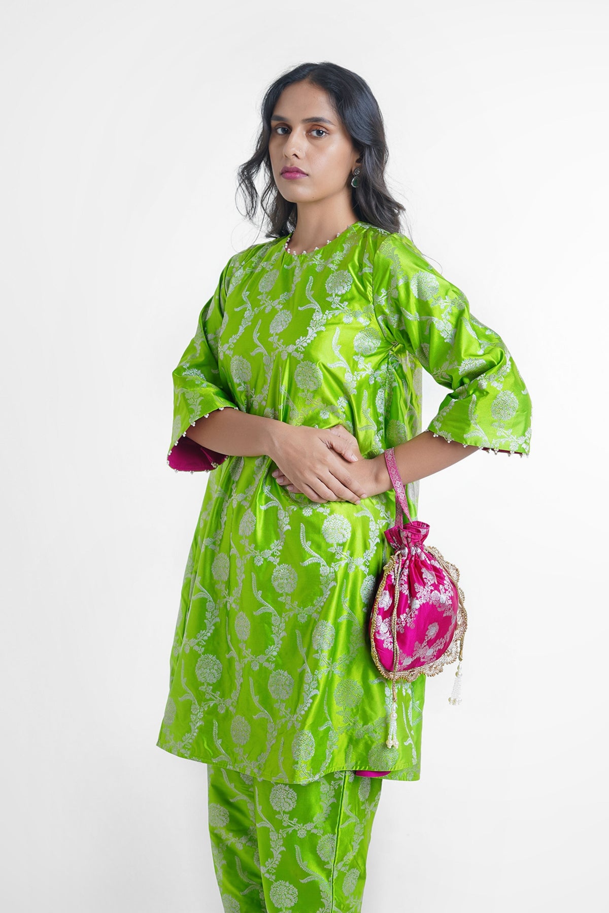 Green Sunheri Kurta Set