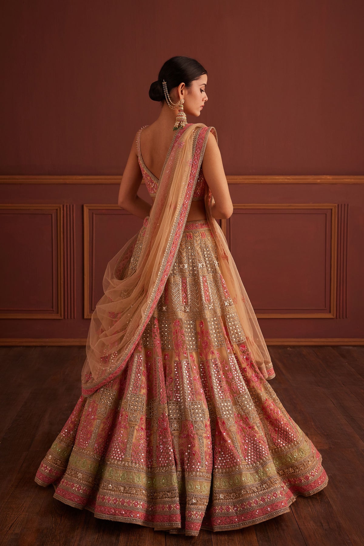 Pink Mirror-work Lehenga