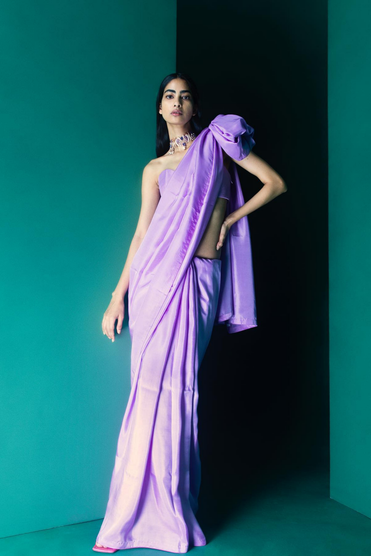 Handwoven Orchid Violet Silk Sari