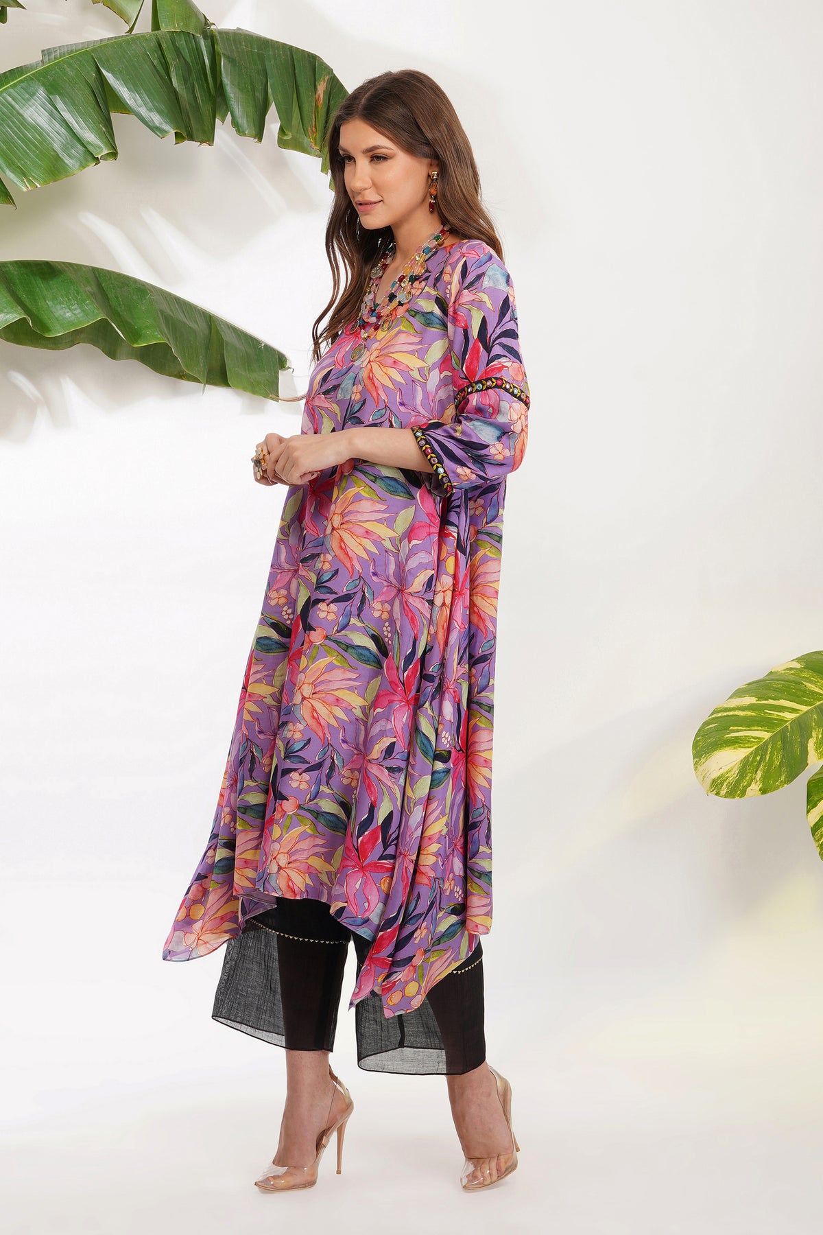 Tropical Flower Printed Tunic Set