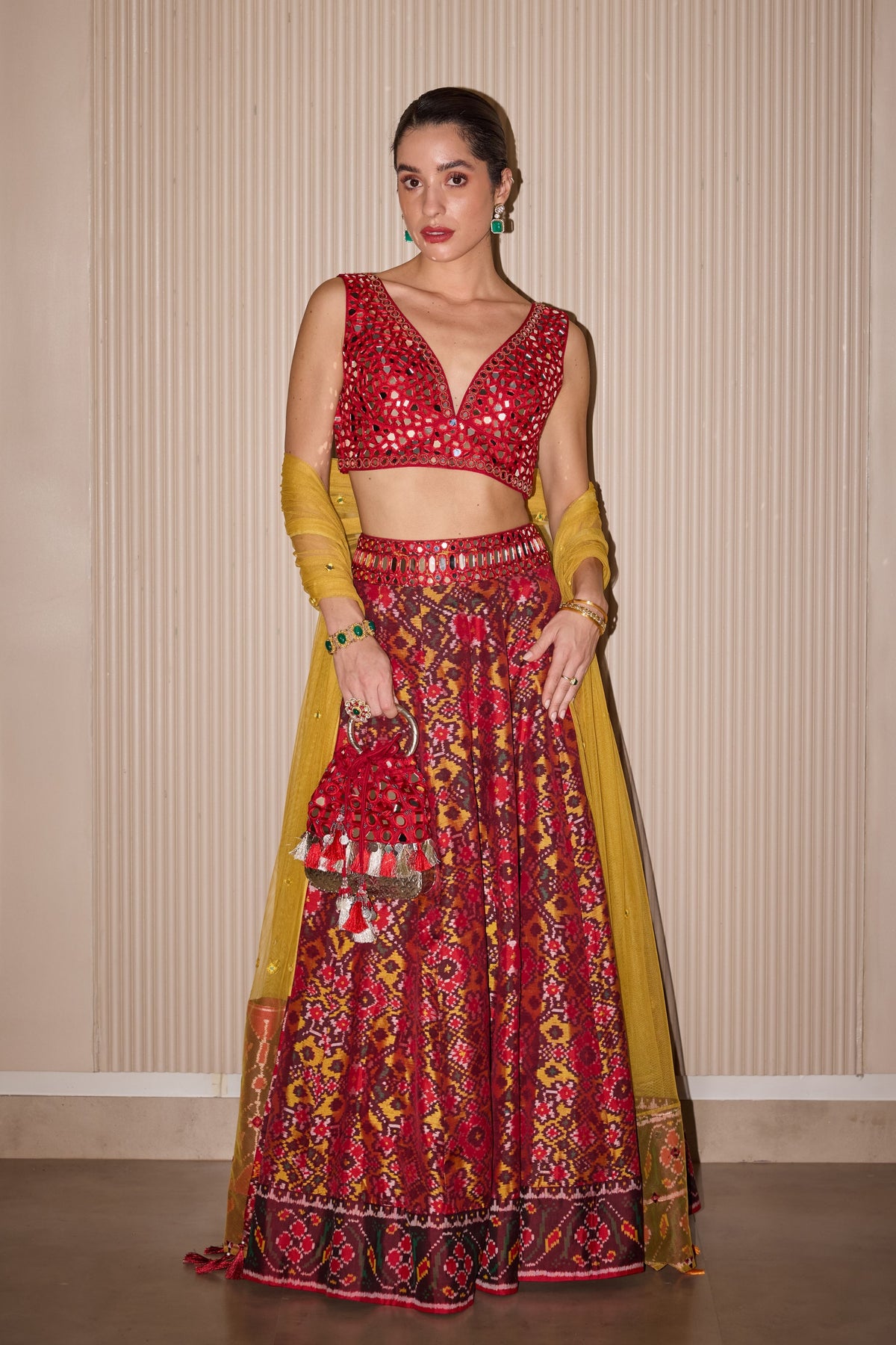 Patola Mirror Work Lehenga Set