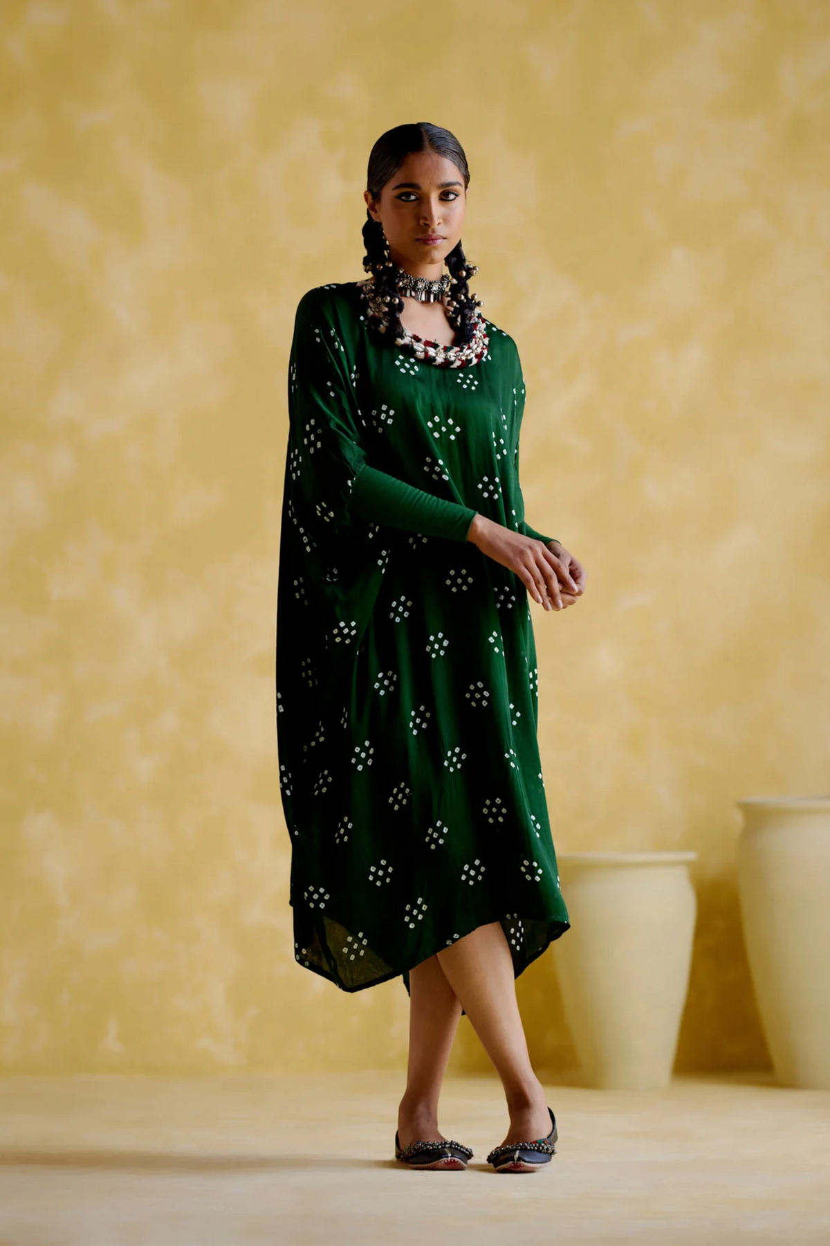 Annapoorna Green Bandhini Kaftan