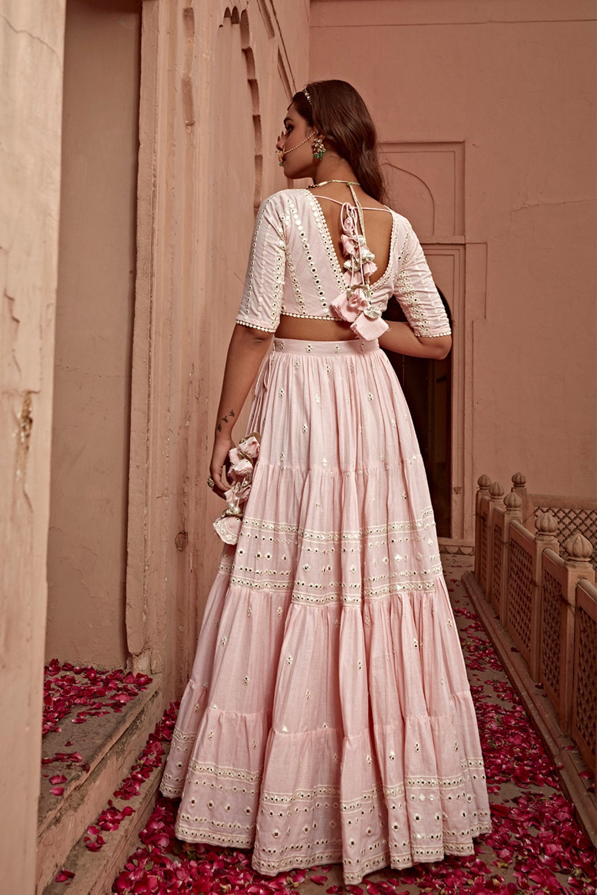 Blush Pink Triangle Lehenga Set